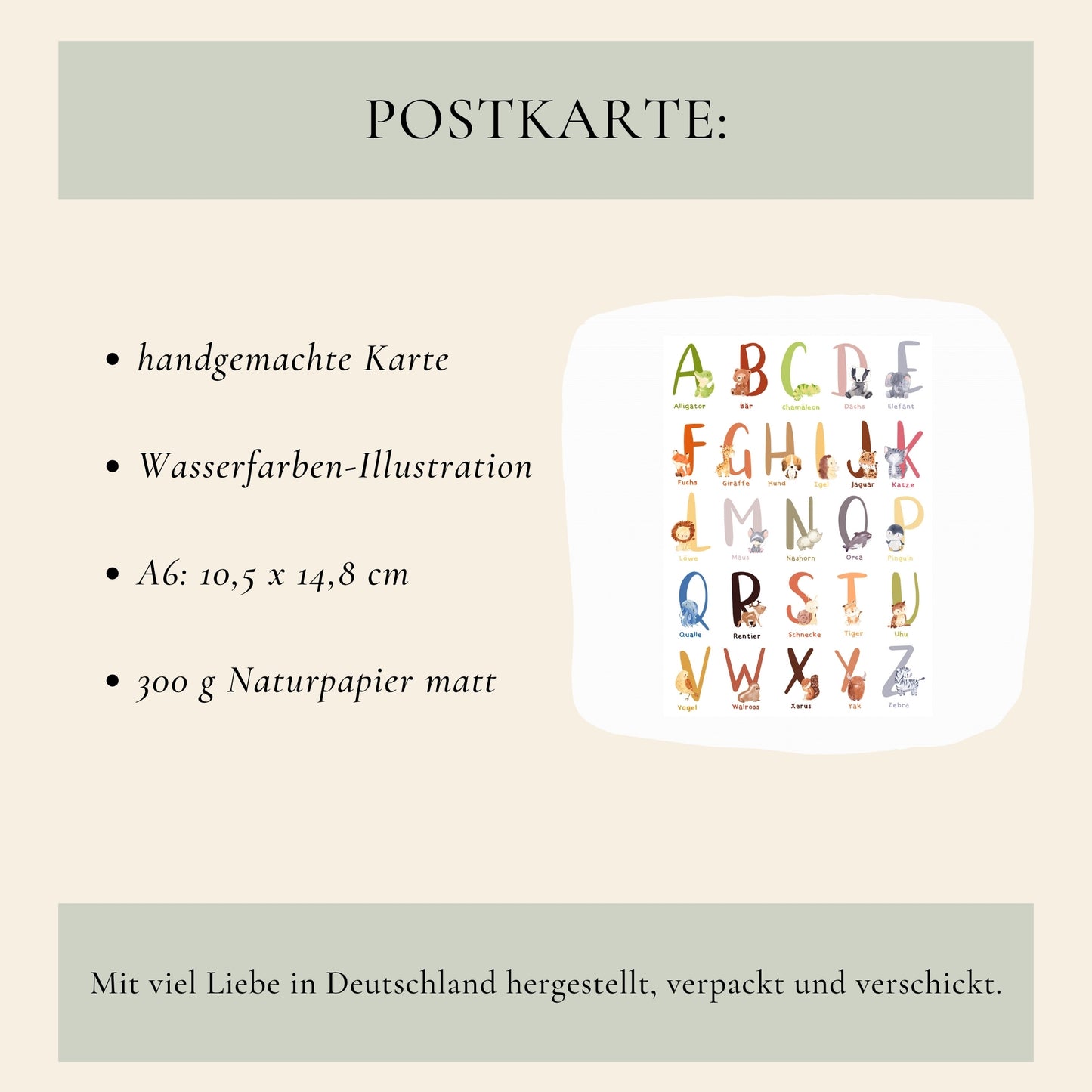 Karte ABC der Tiere A6