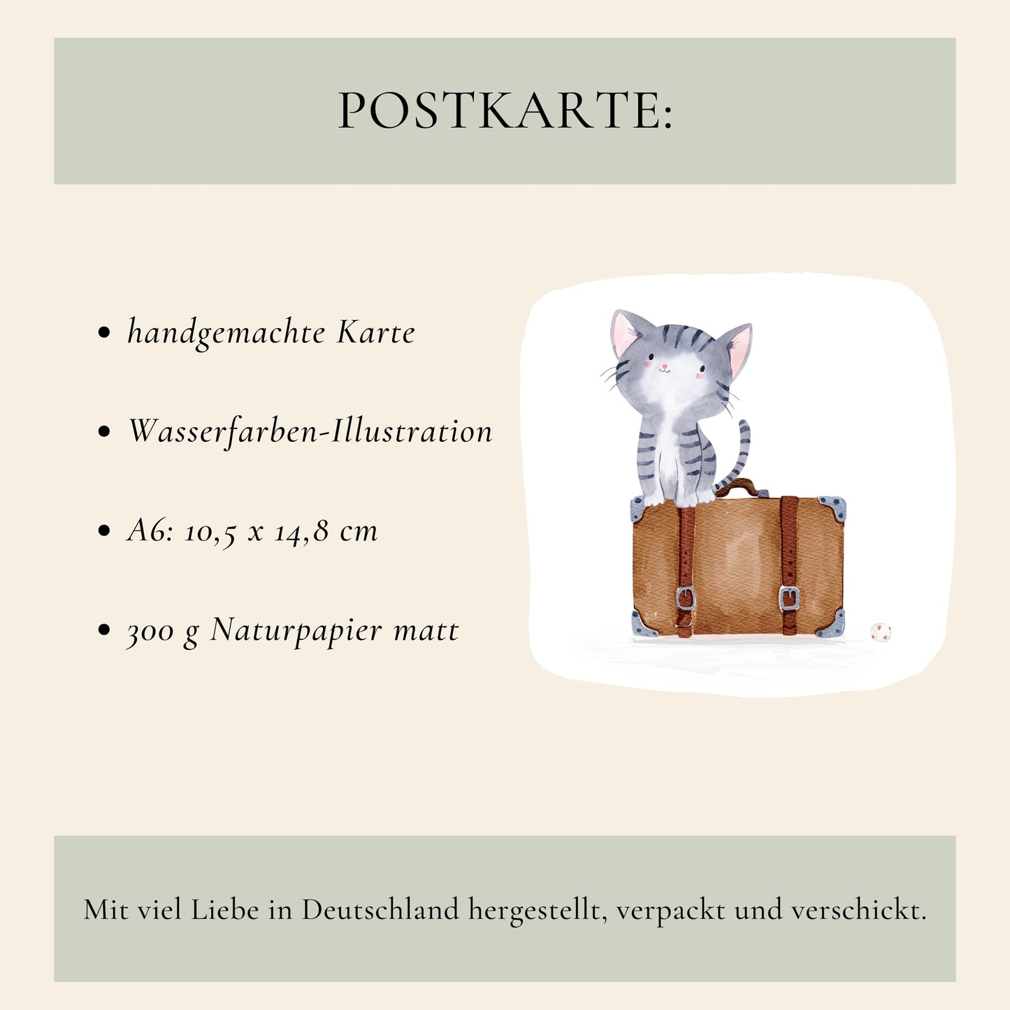 Karte Gute Reise Katze A6
