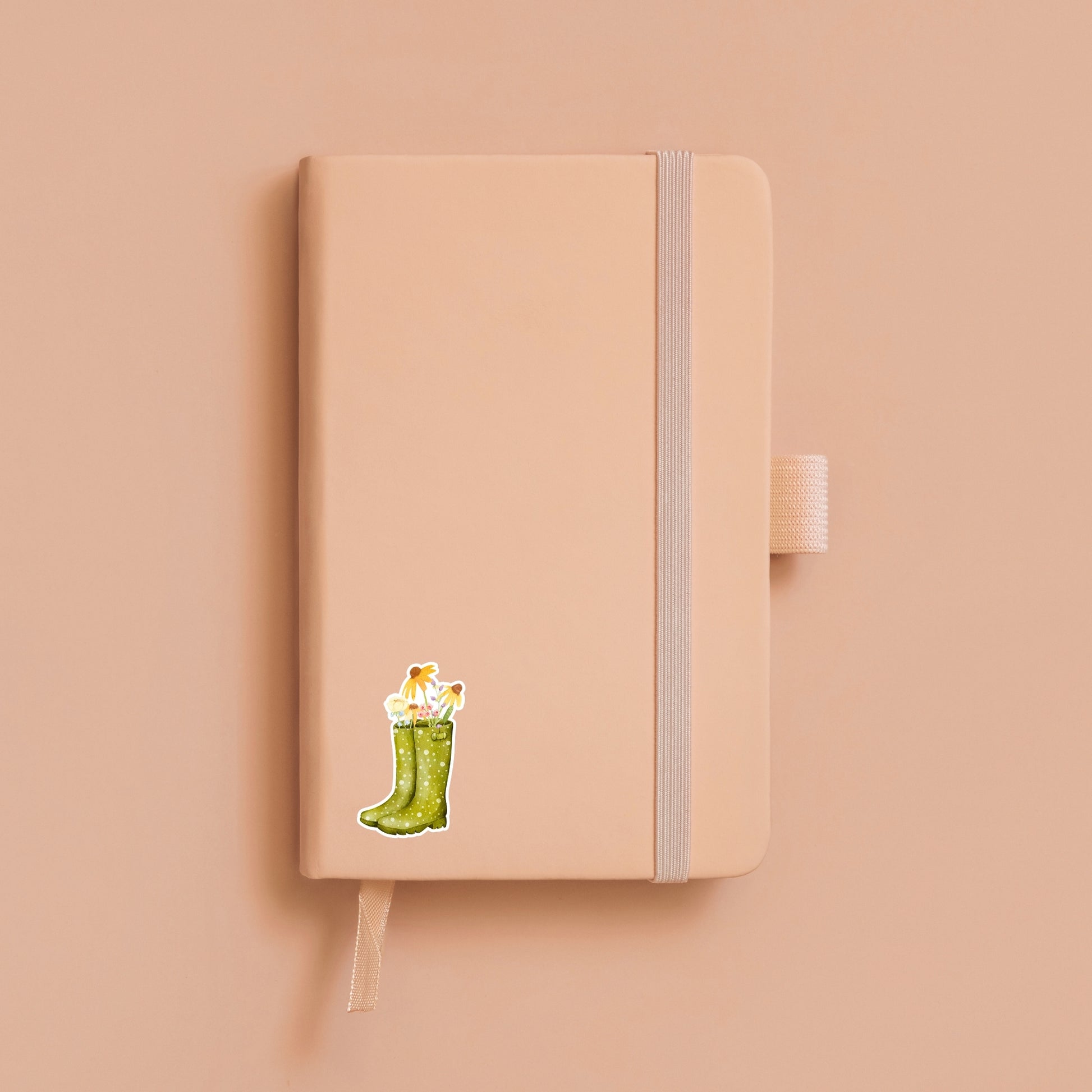 Sticker Wildblumen auf einem Notizbuch, handgefertigt, langlebig, ideal für Bullet Journals oder Laptops, inspiriert von der Natur, spritzfest.