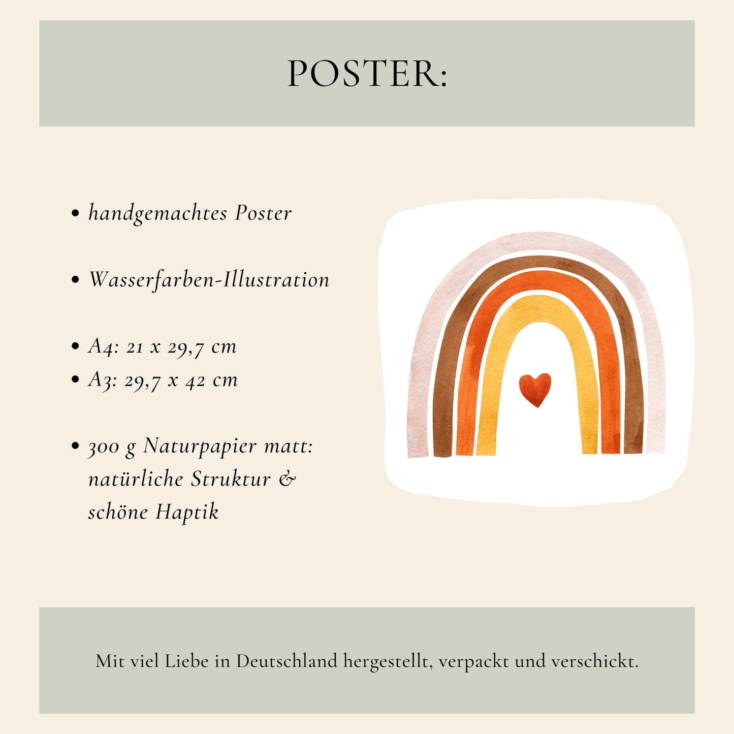 Poster Regenbogen mit Herz A4 & A3