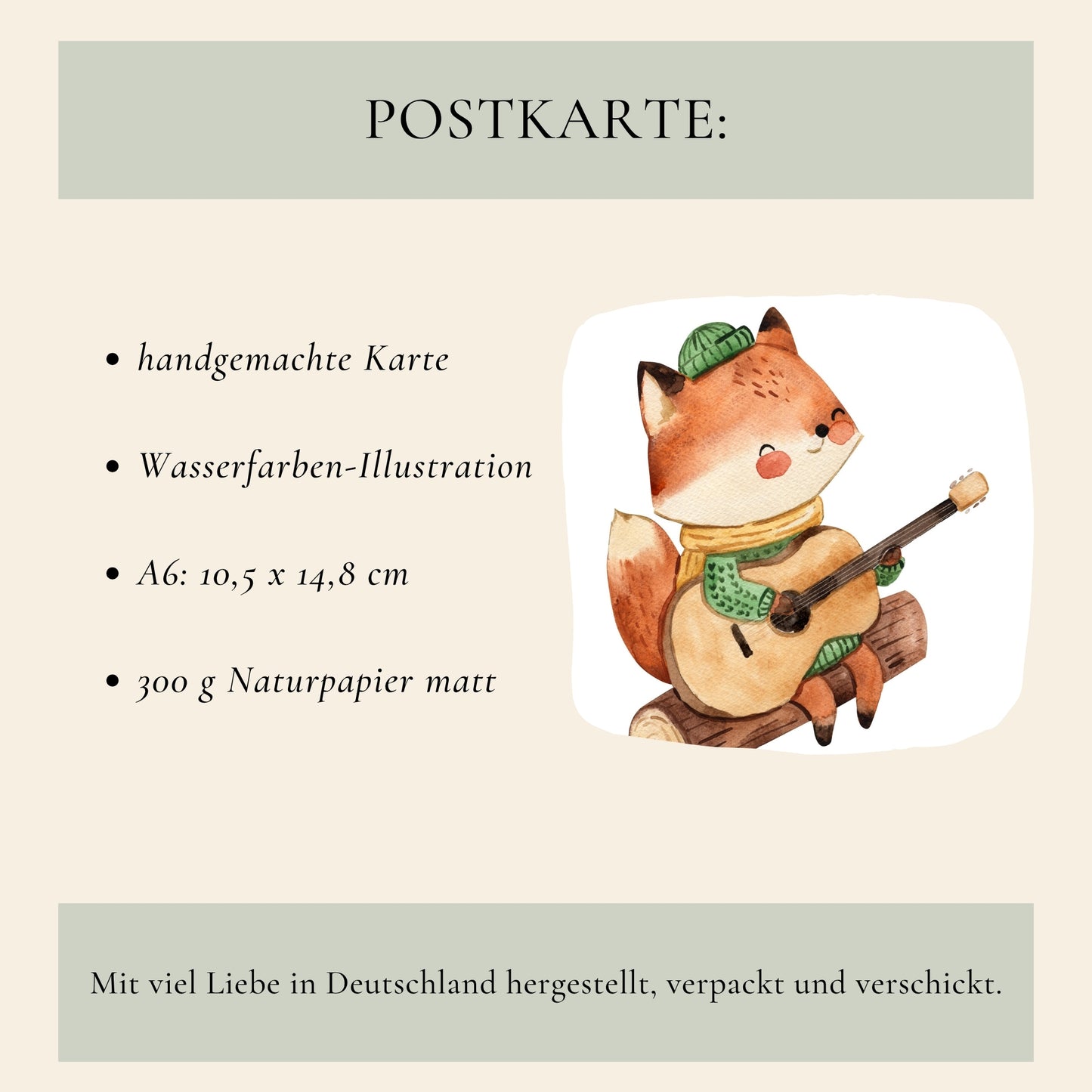 Karte Fuchs & Gitarre A6