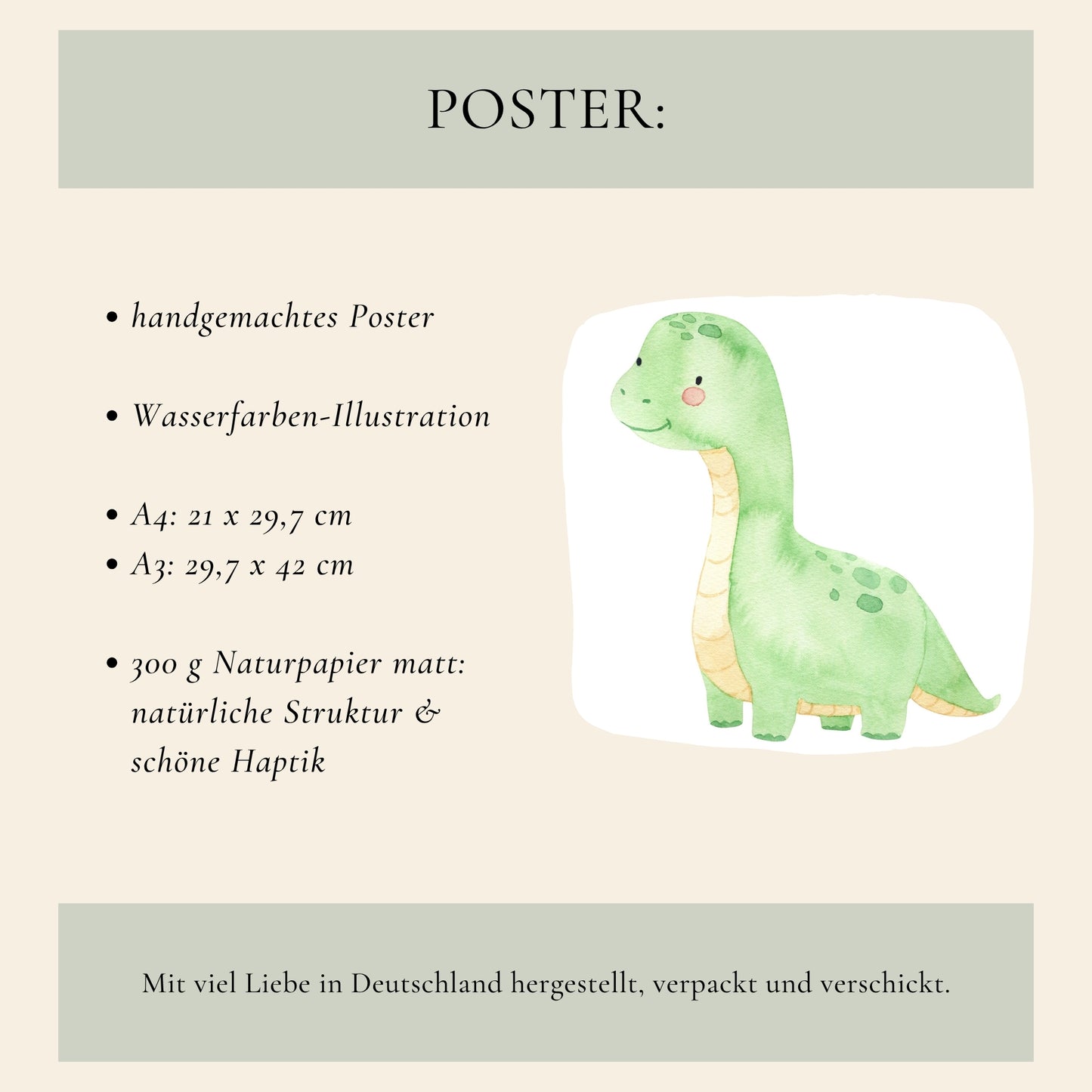 Namensposter personalisiert 3er Set: Dinosaurier A4 & A3
