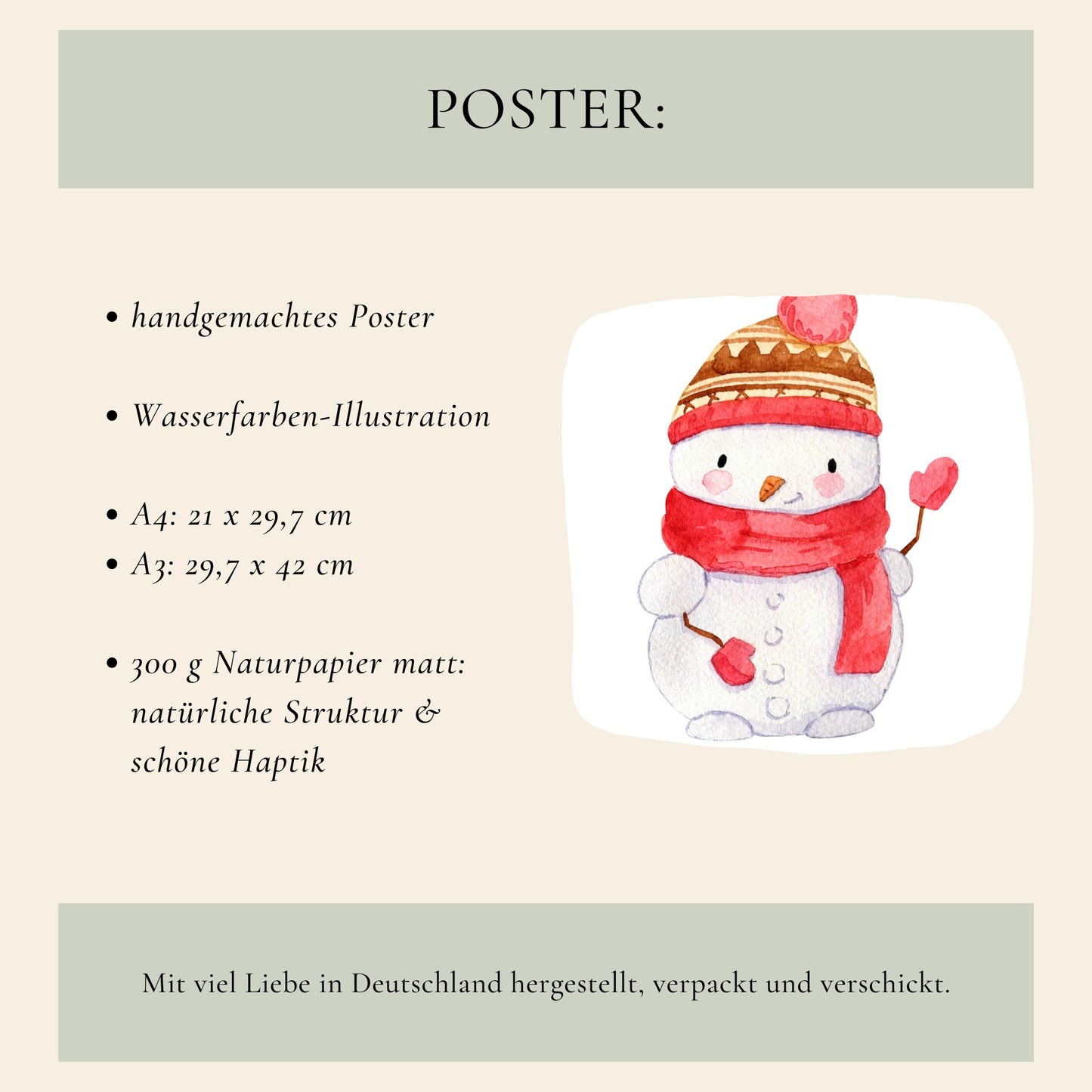 Weihnachtsposter Schneemann A3, A4 & A5