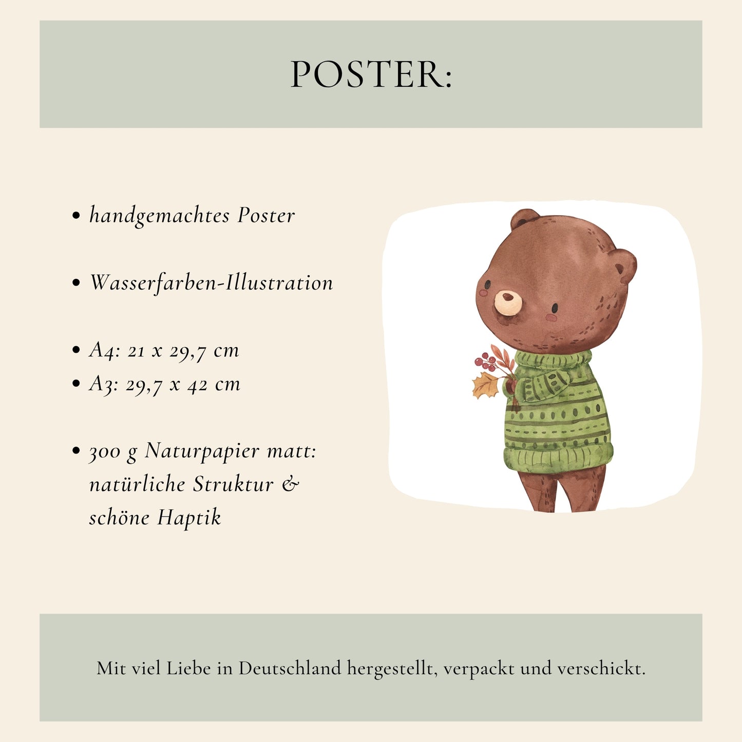 Namensposter personalisiert 3er Set: Waldtiere A4 & A3