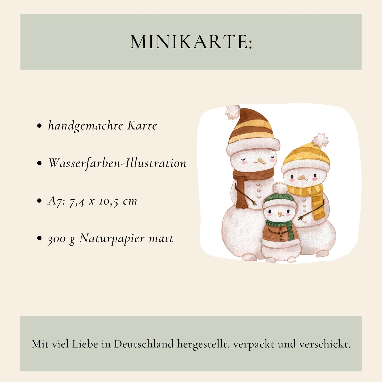 Mini Weihnachtskarte Familie Schneemann A7