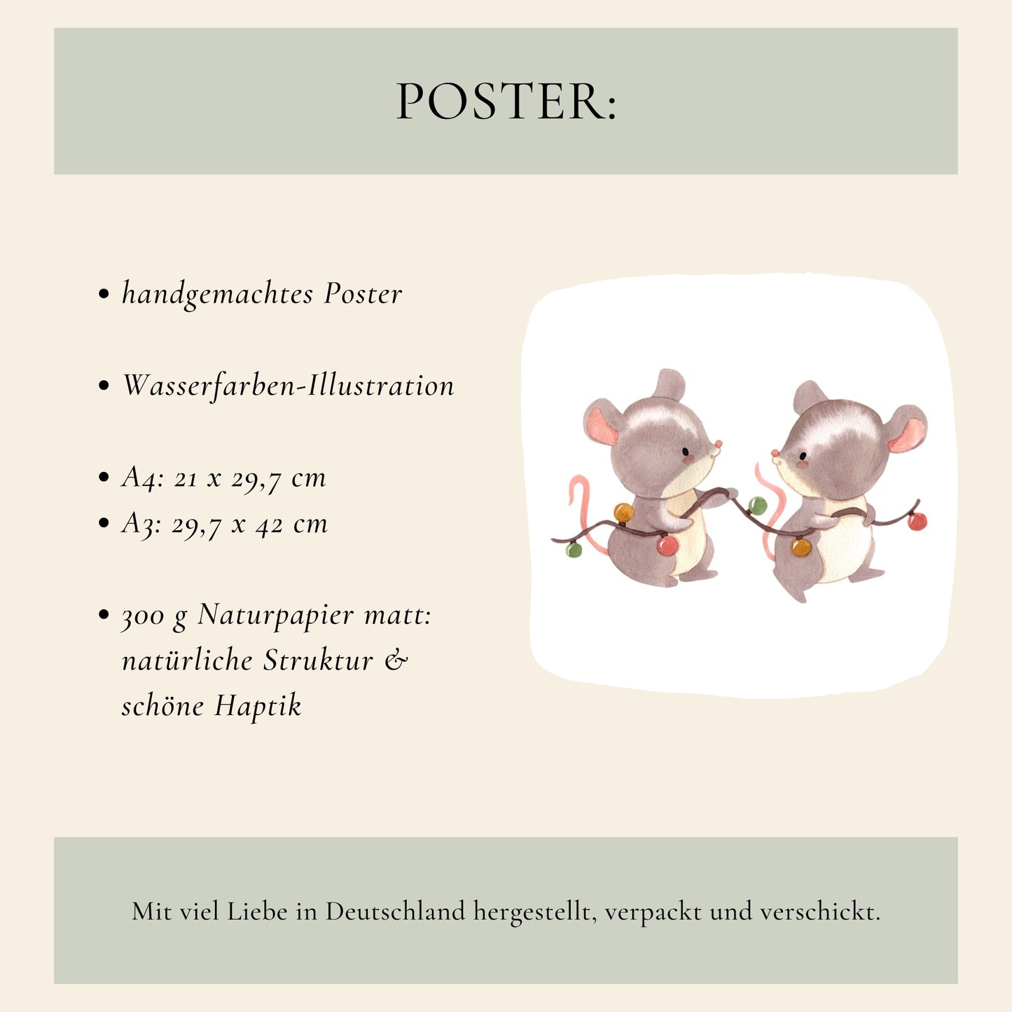 Weihnachtsposter Mäuse A3, A4 & A5
