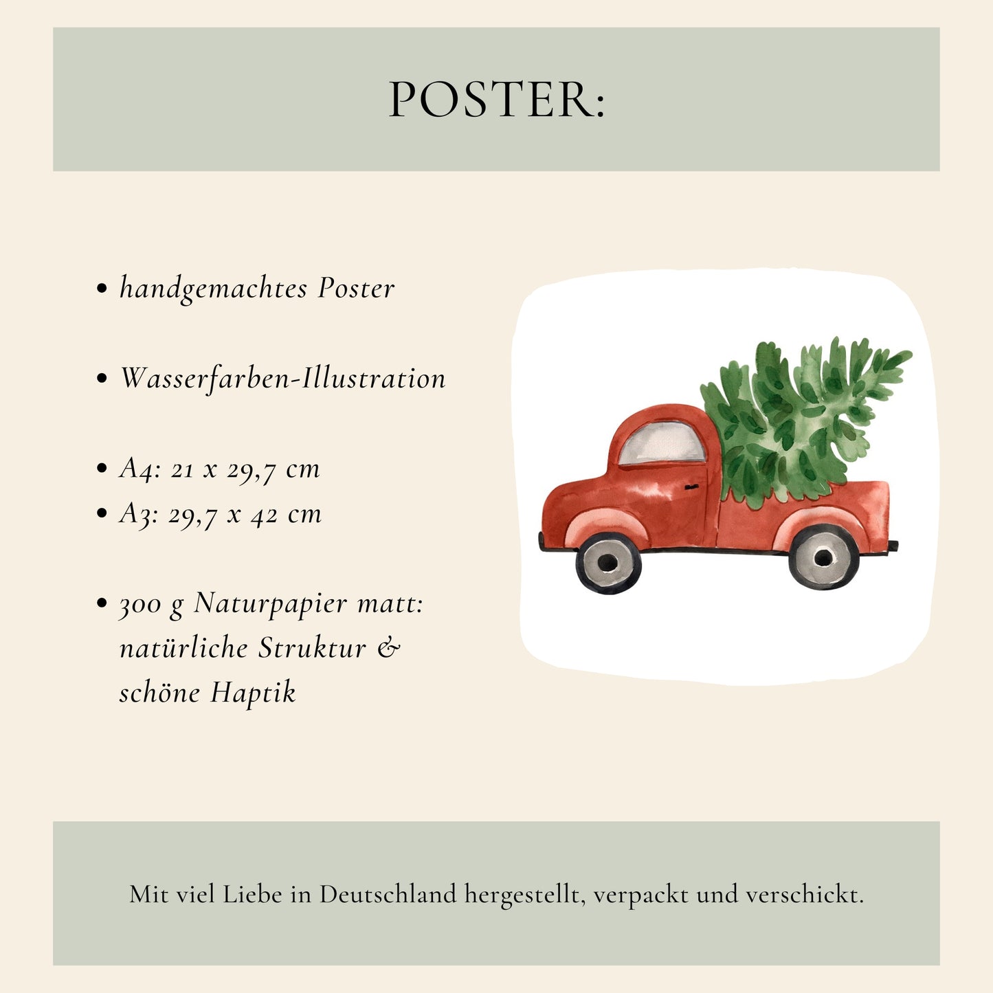 Weihnachtsposter Auto A3, A4, A5