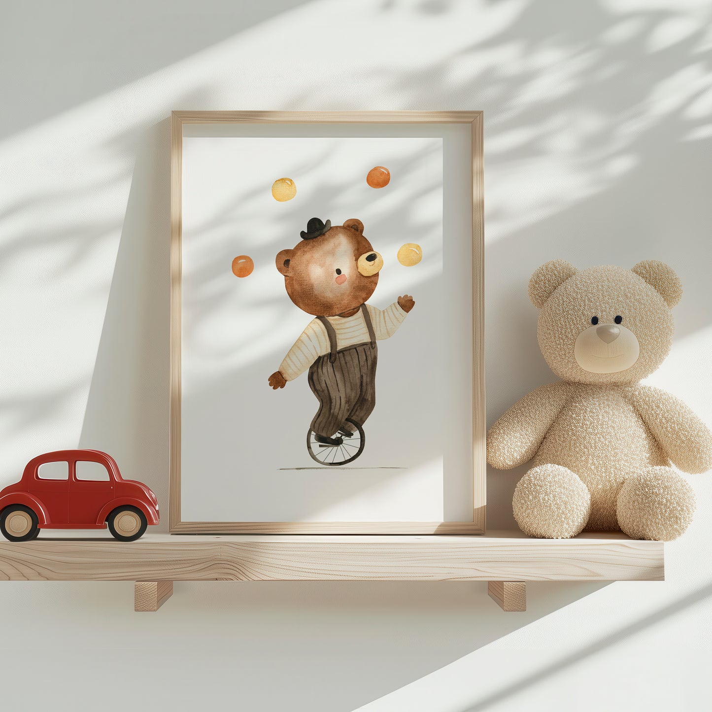 Poster Bär auf Einrad A4 & A3