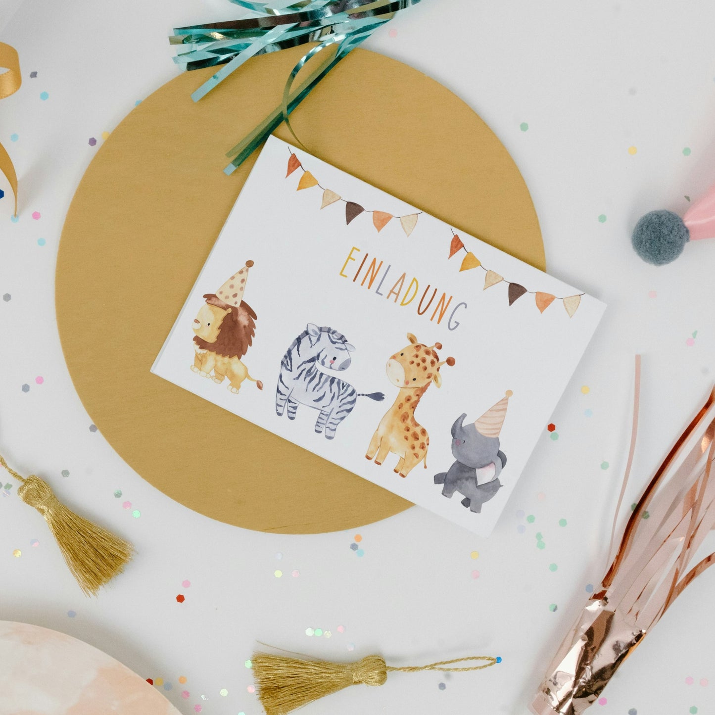 Einladung Kindergeburtstag Tiere A6