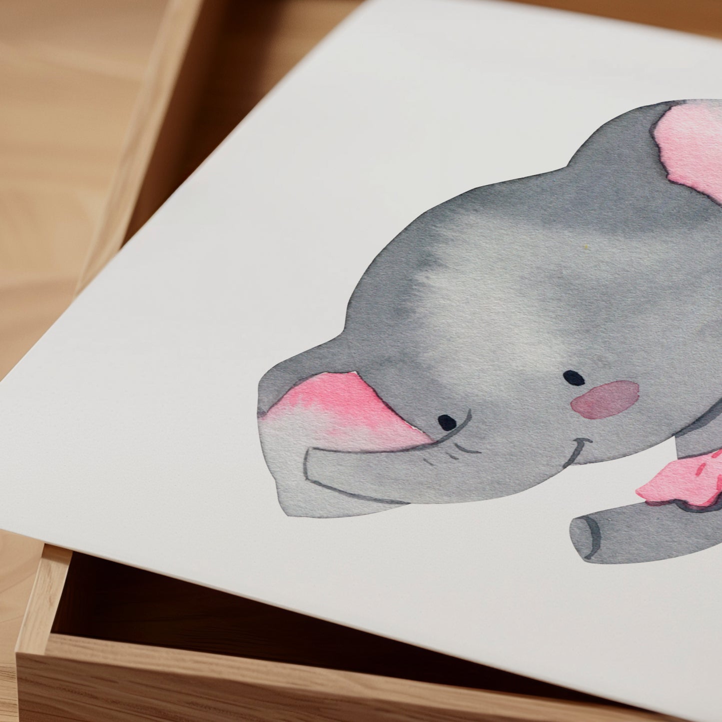 Poster Ballerina Elefant Pink A4 & A3: Aquarellillustration, Baby Elefant in einem rosa Tutu, ideal für die Kinderzimmerdekoration, gedruckt auf hochwertigem, mattem 300g Naturpapier.