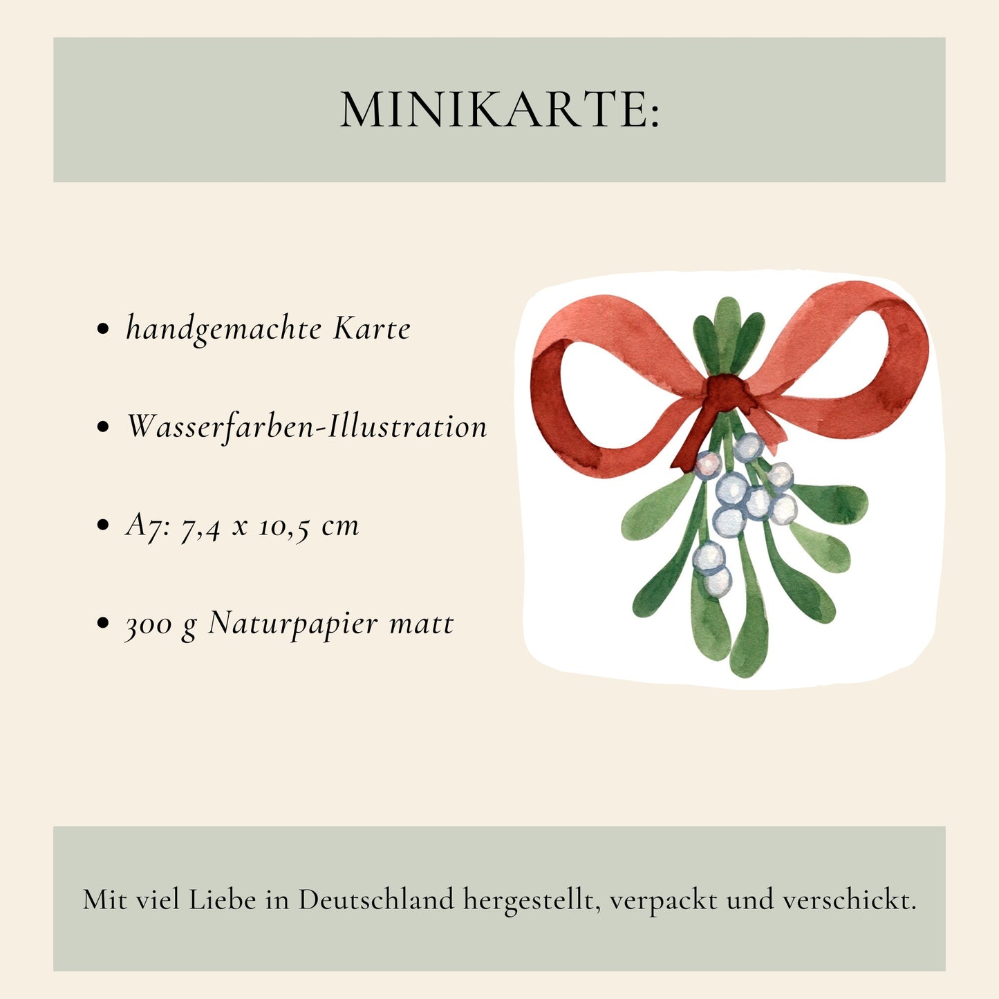 Mini Weihnachtskarte Mistelzweig A7