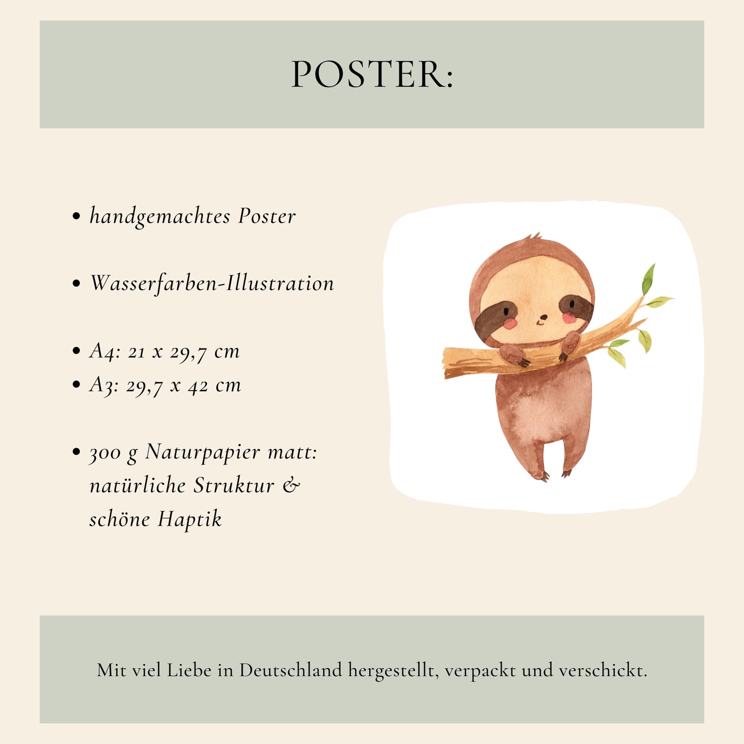 Posterset Faultier A4 & A3