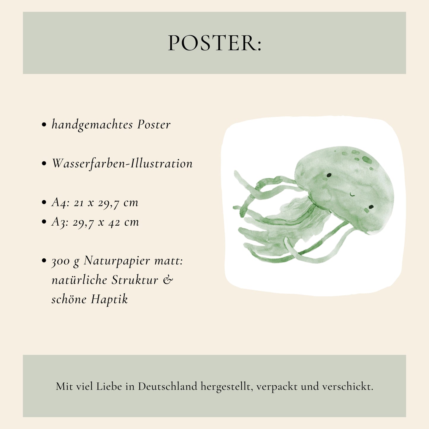 Poster Qualle grün A3 & A4