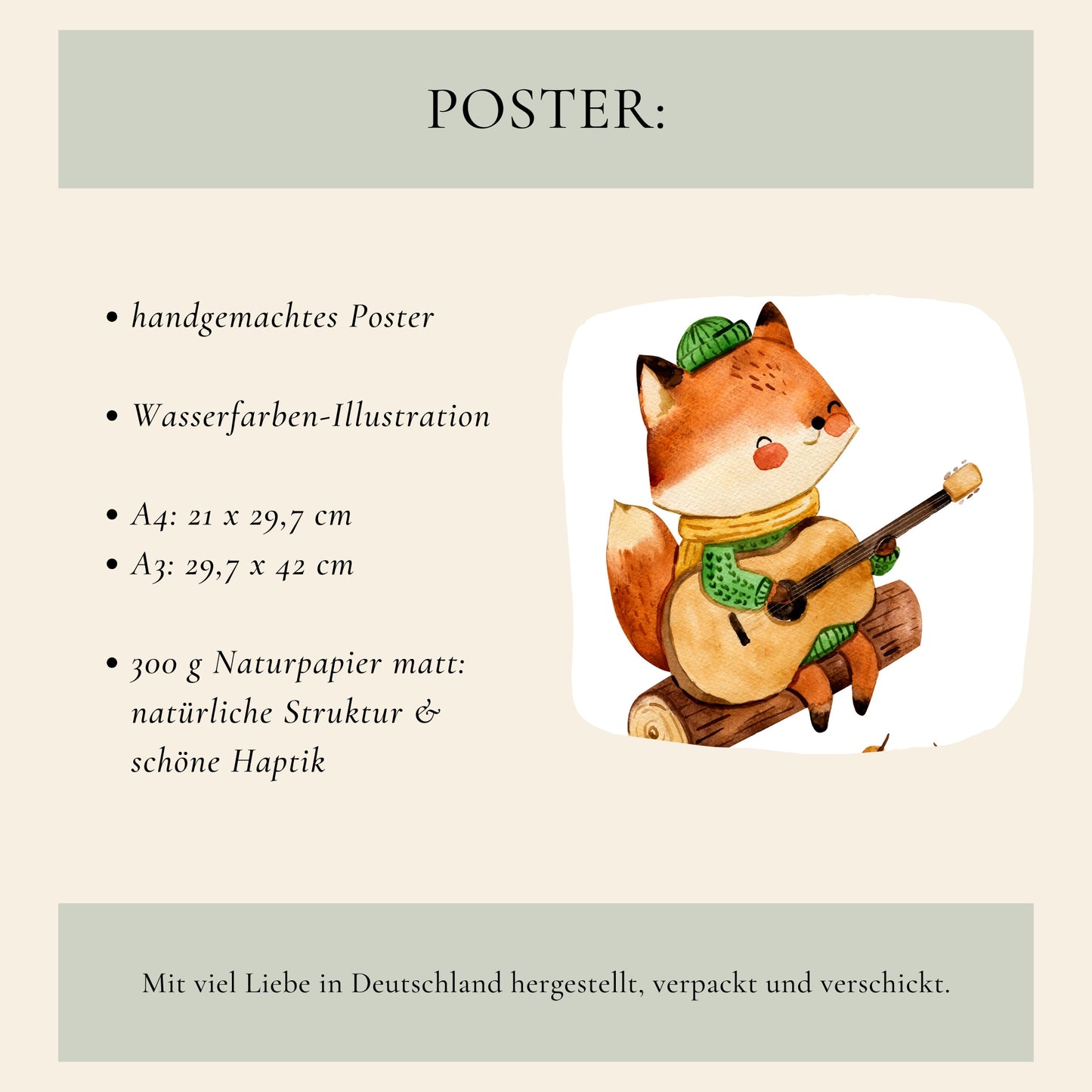 Poster Fuchs & Gitarre A4 & A3