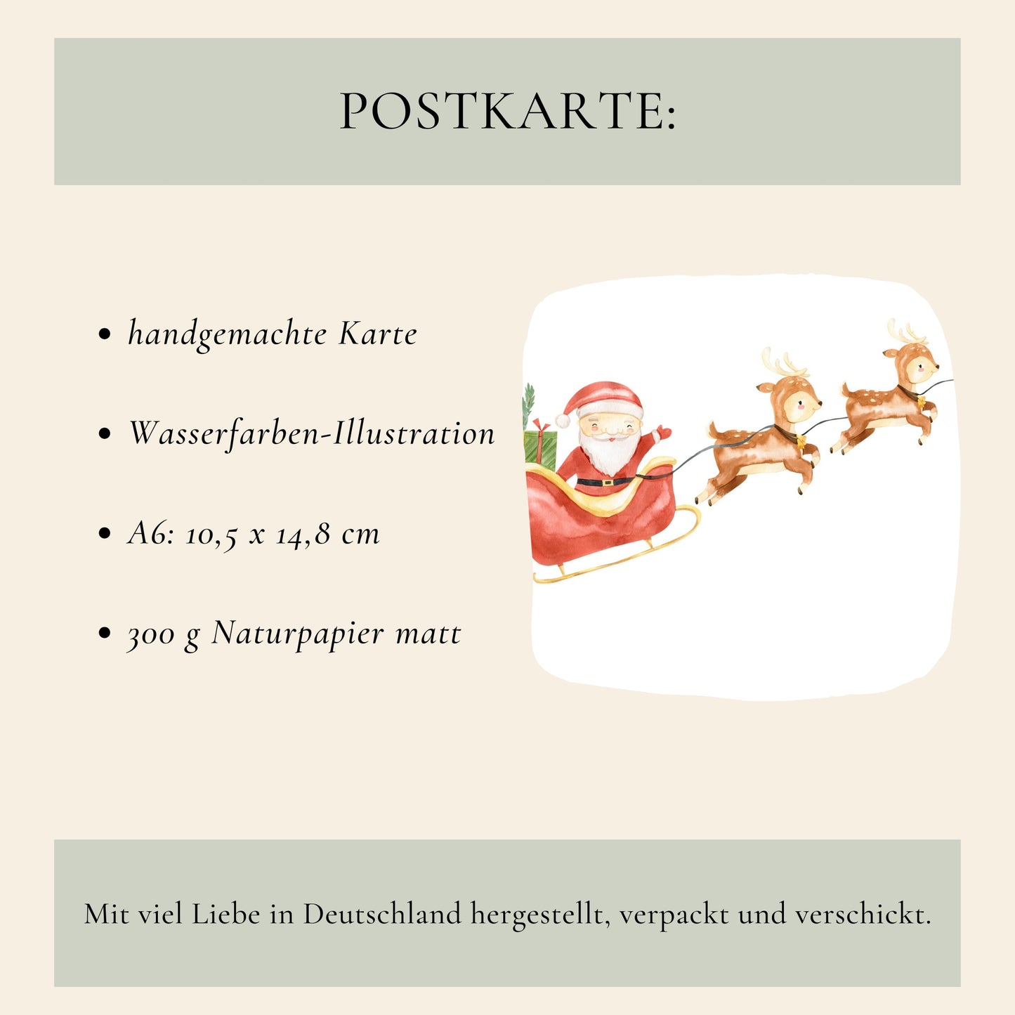 Weihnachtskarte Weihnachtsschlitten Merry Christmas A6