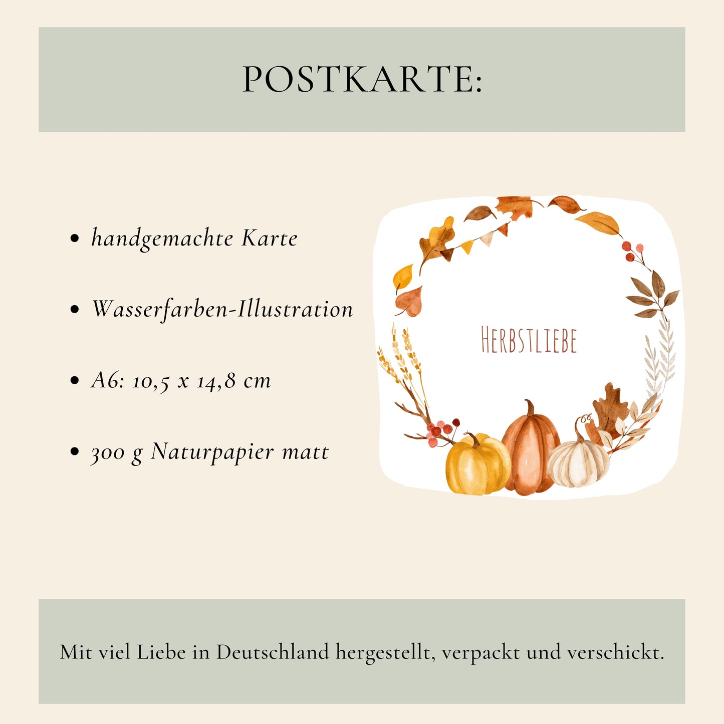 Karte Herbstliebe Herbstkranz & Kürbis A6