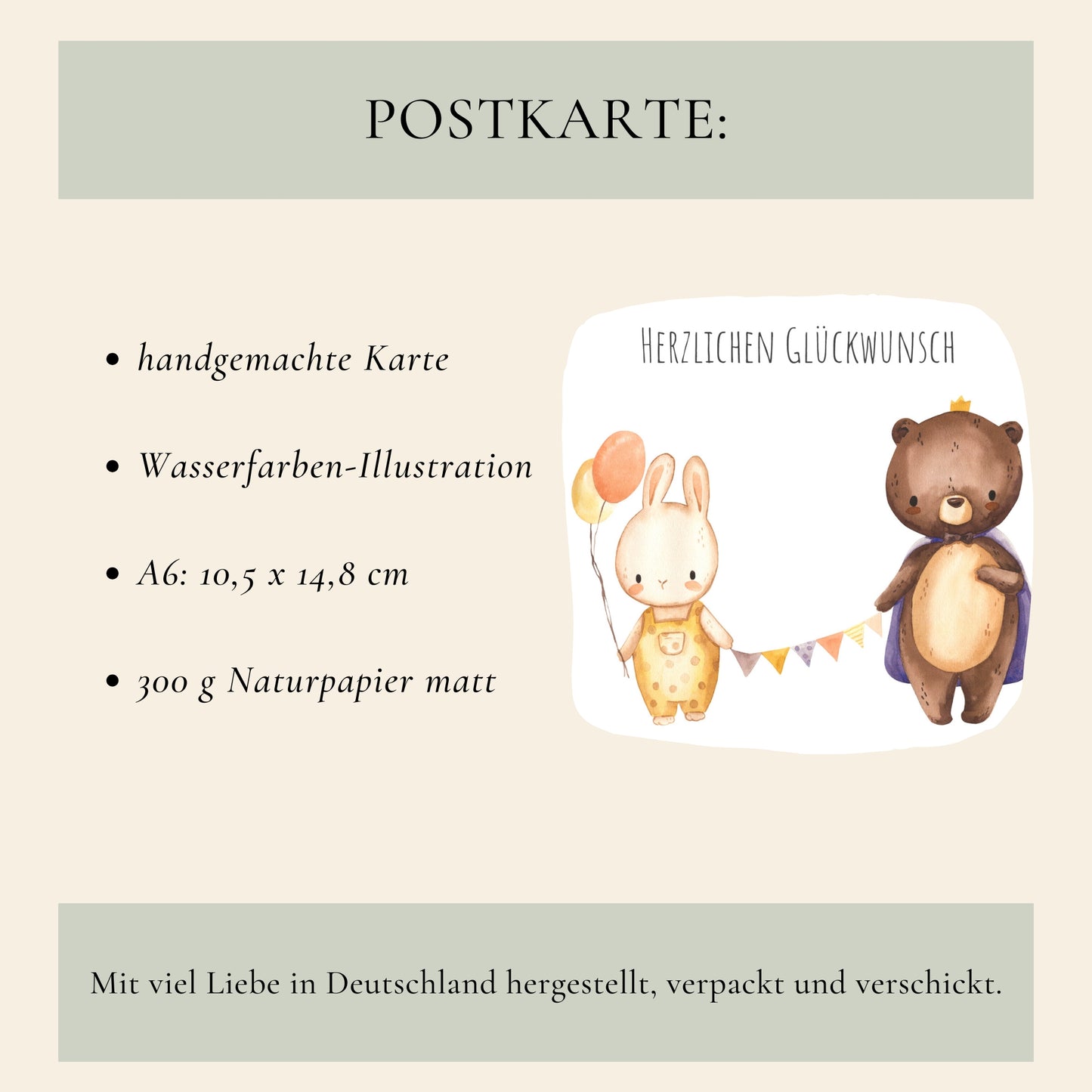 Karte Herzlichen Glückwunsch Hase & Bär A6