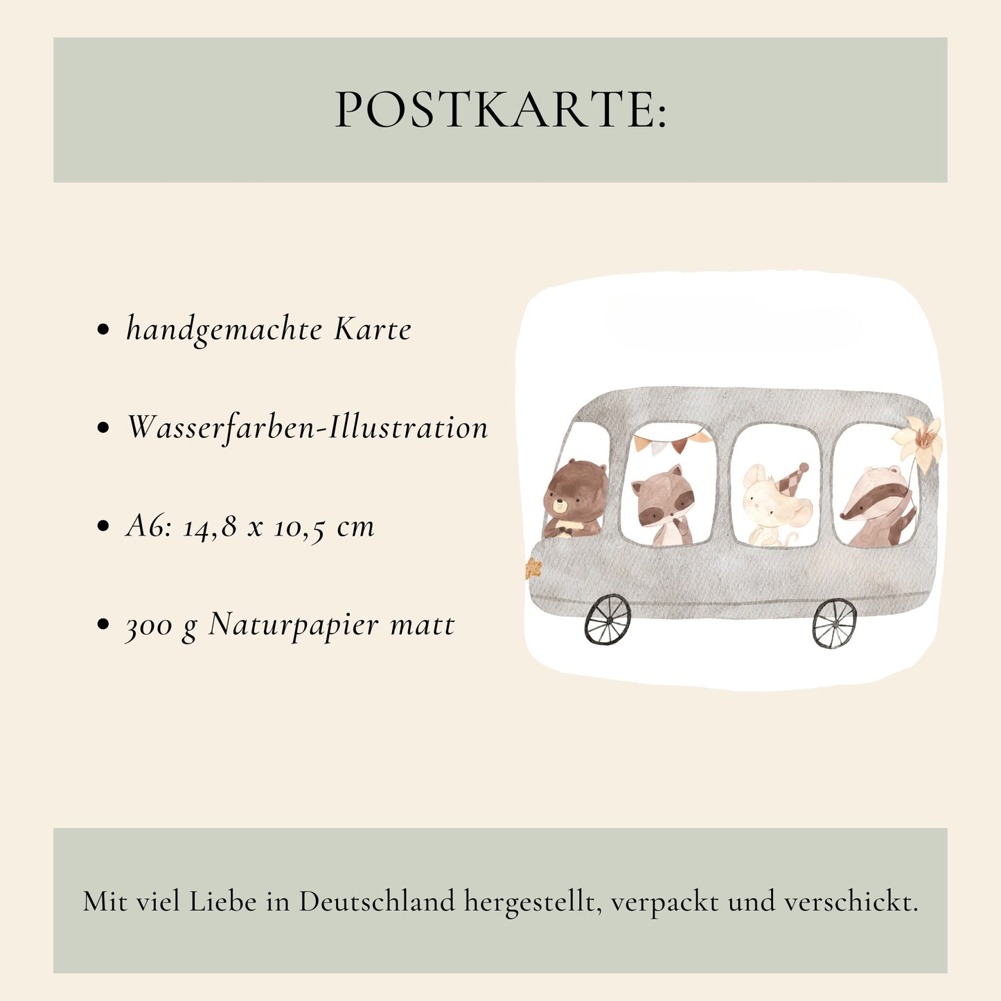 Karte Tierbus Endlich Schulkind A6