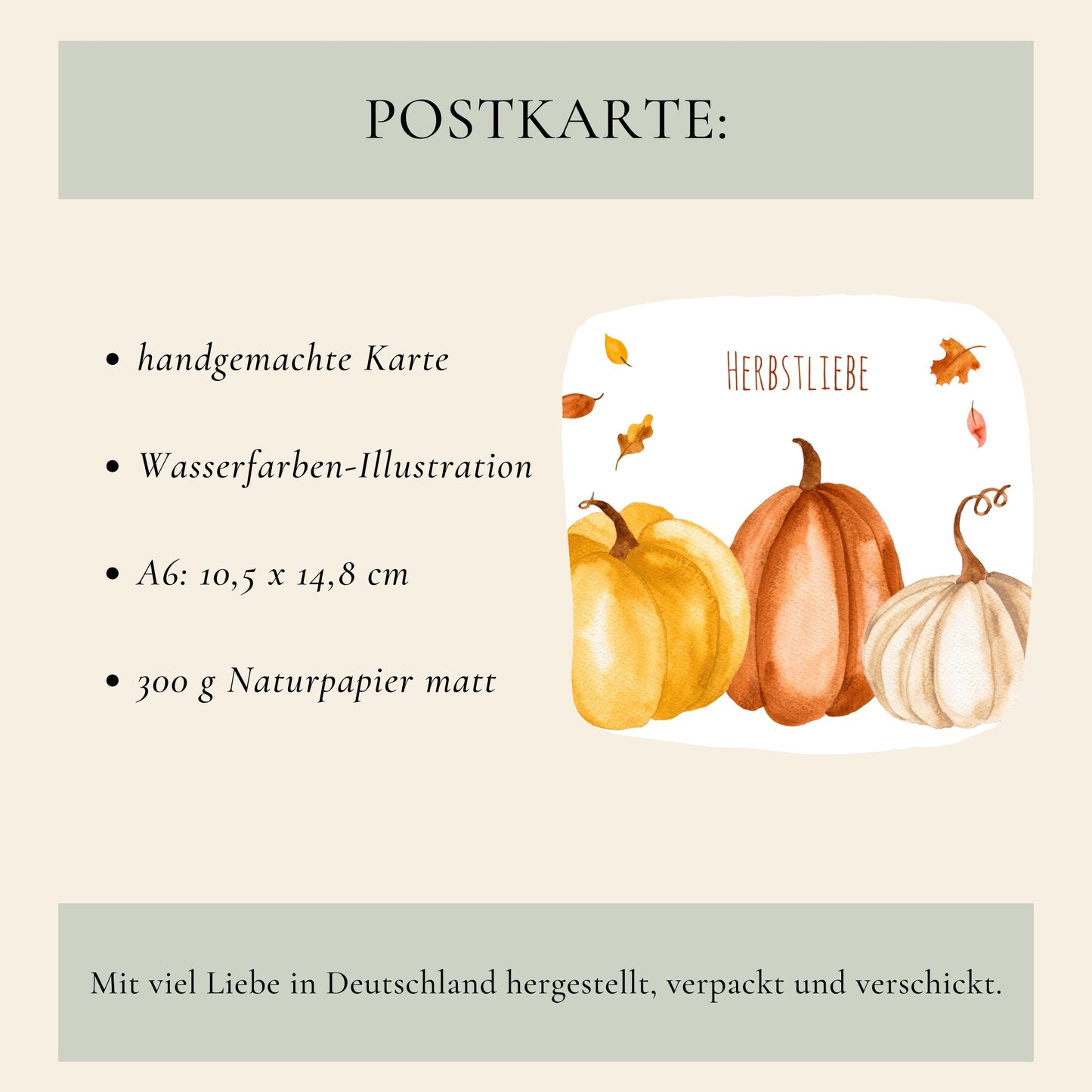 Karte Herbstliebe Kürbis & Herbstlaub A6