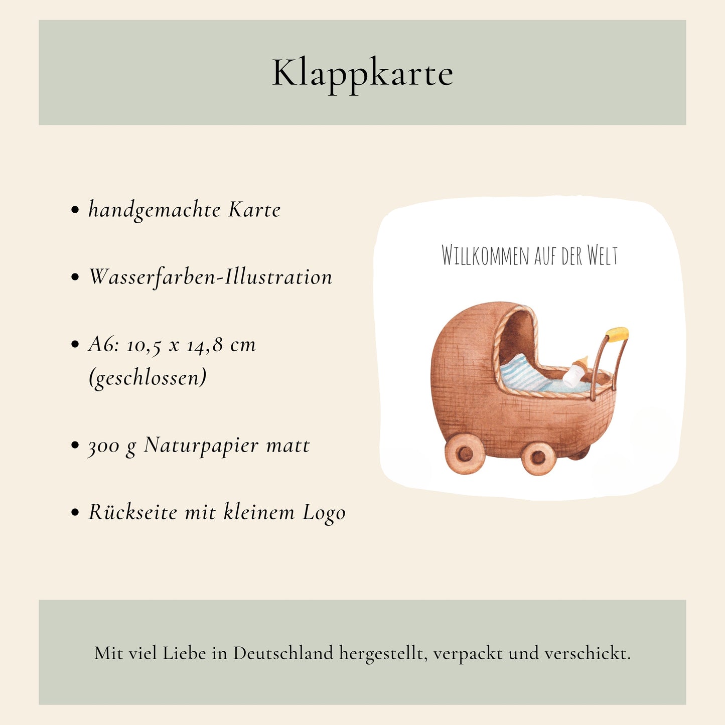 Klappkarte zur Geburt Willkommen auf der Welt A6