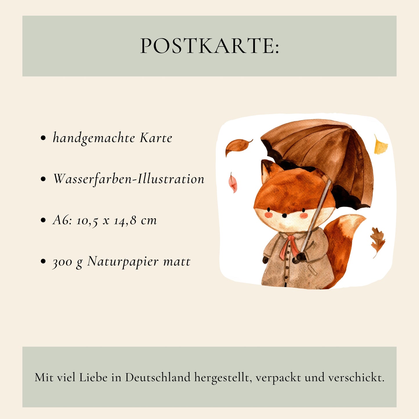 Karte Füchsin & Herbstlaub A6