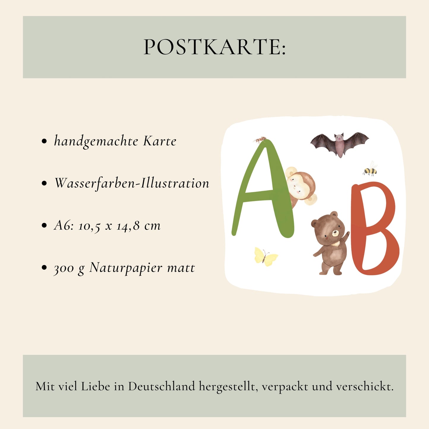 Karte ABC der Tiere A6