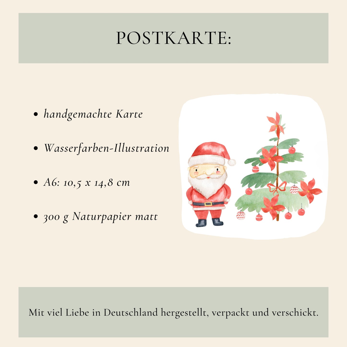 Weihnachtskarte Weihnachtsmann & Rentier A6