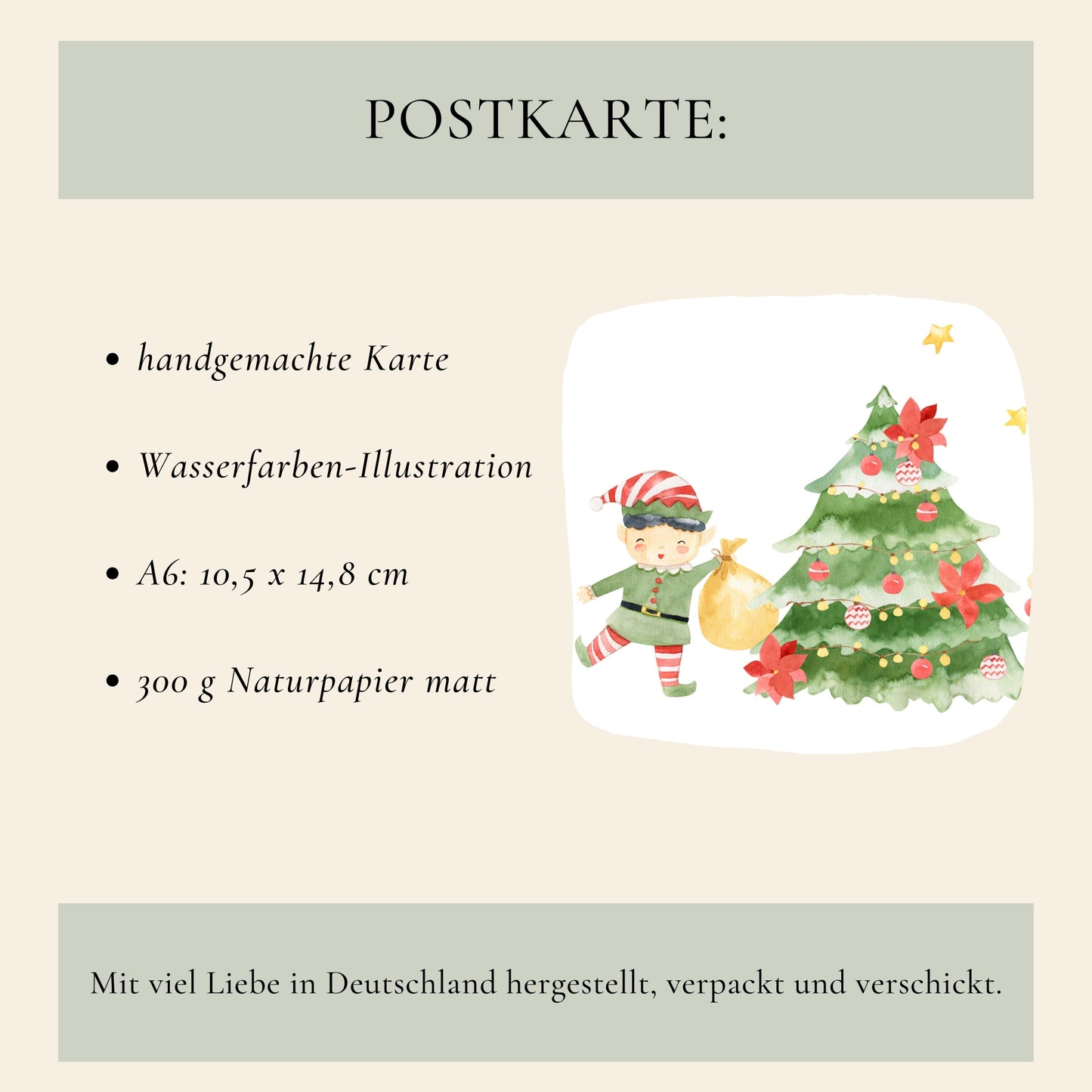 Weihnachtskarte Elfen & Weihnachtsbaum A6