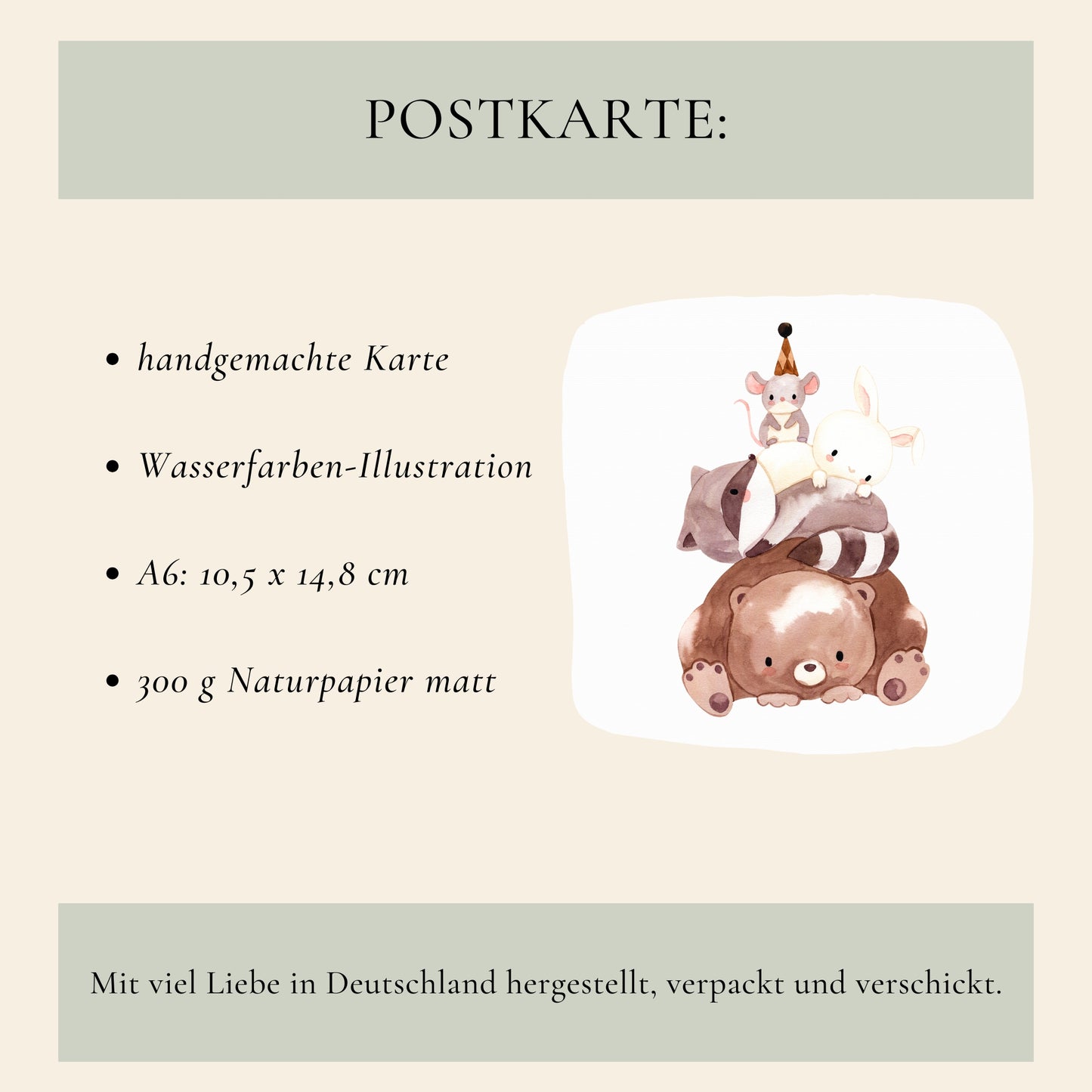 Karte Kindergeburtstag Tierpyramide A6