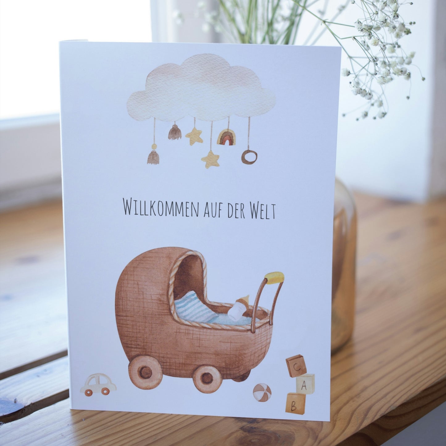Klappkarte zur Geburt Willkommen auf der Welt A6