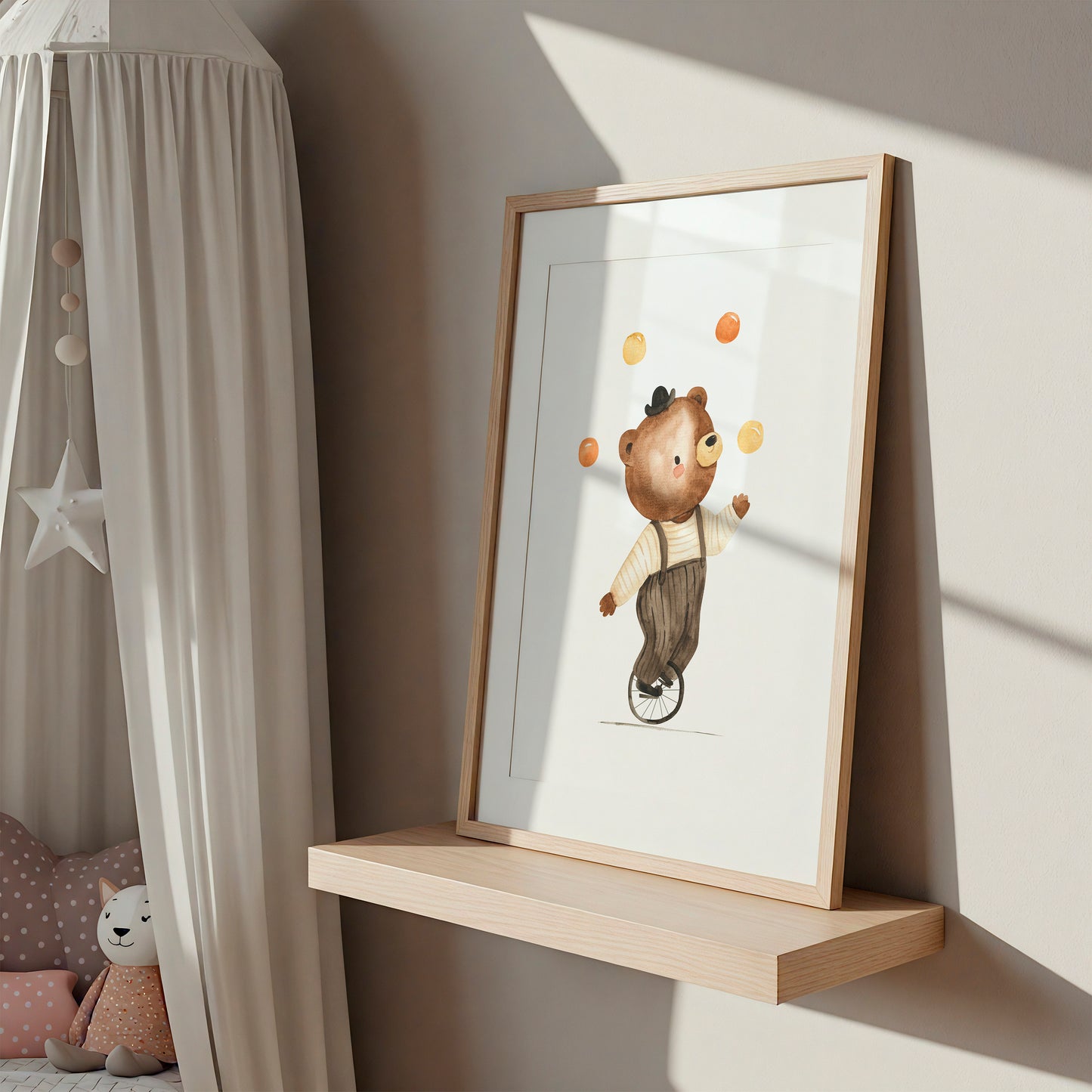 Poster Bär auf Einrad A4 & A3