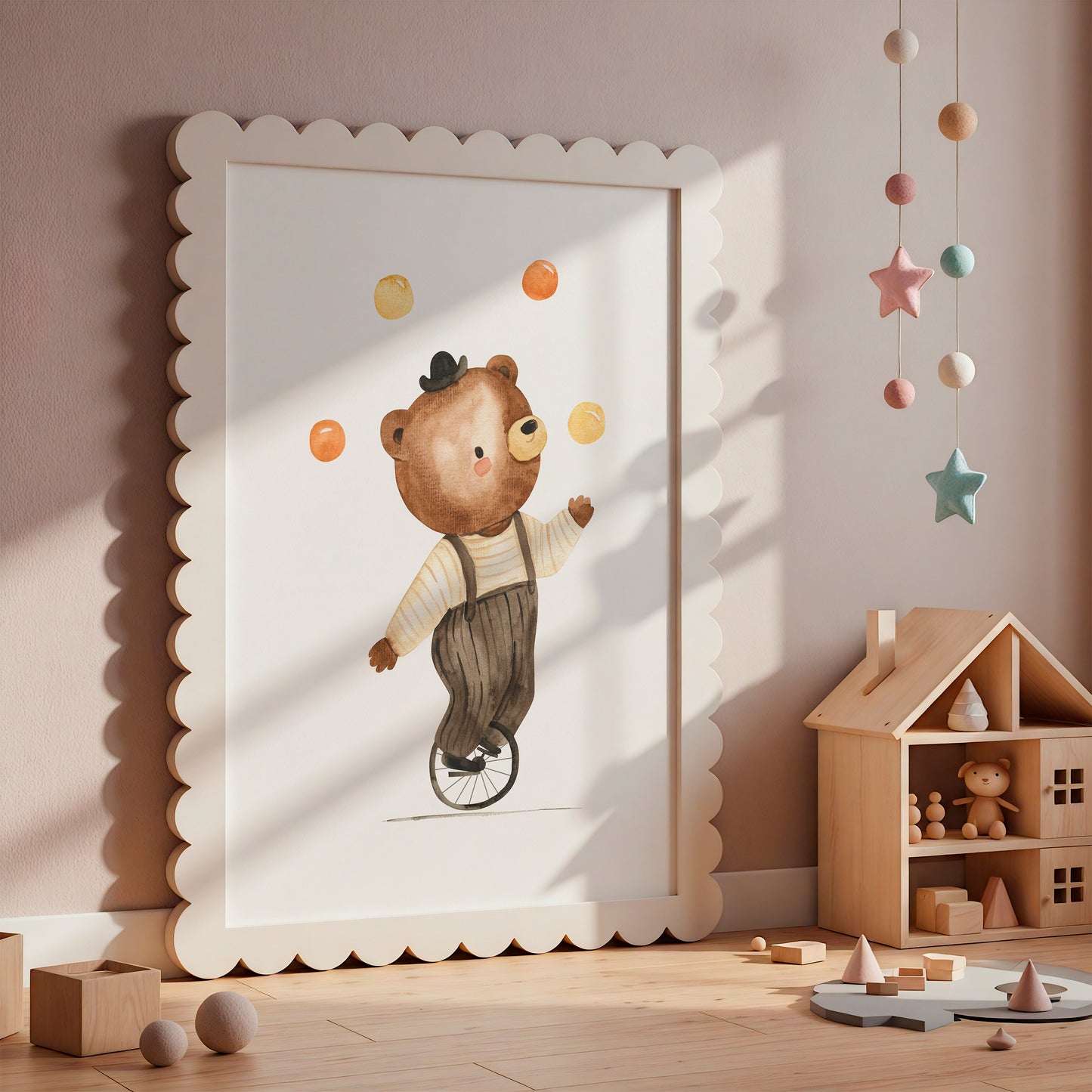 Poster Bär auf Einrad A4 & A3