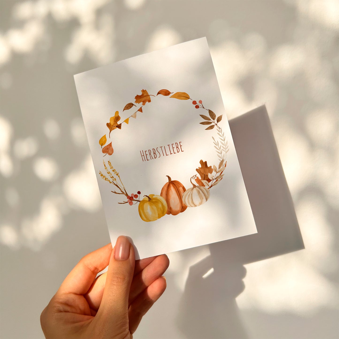 Karte Herbstliebe Herbstkranz & Kürbis A6