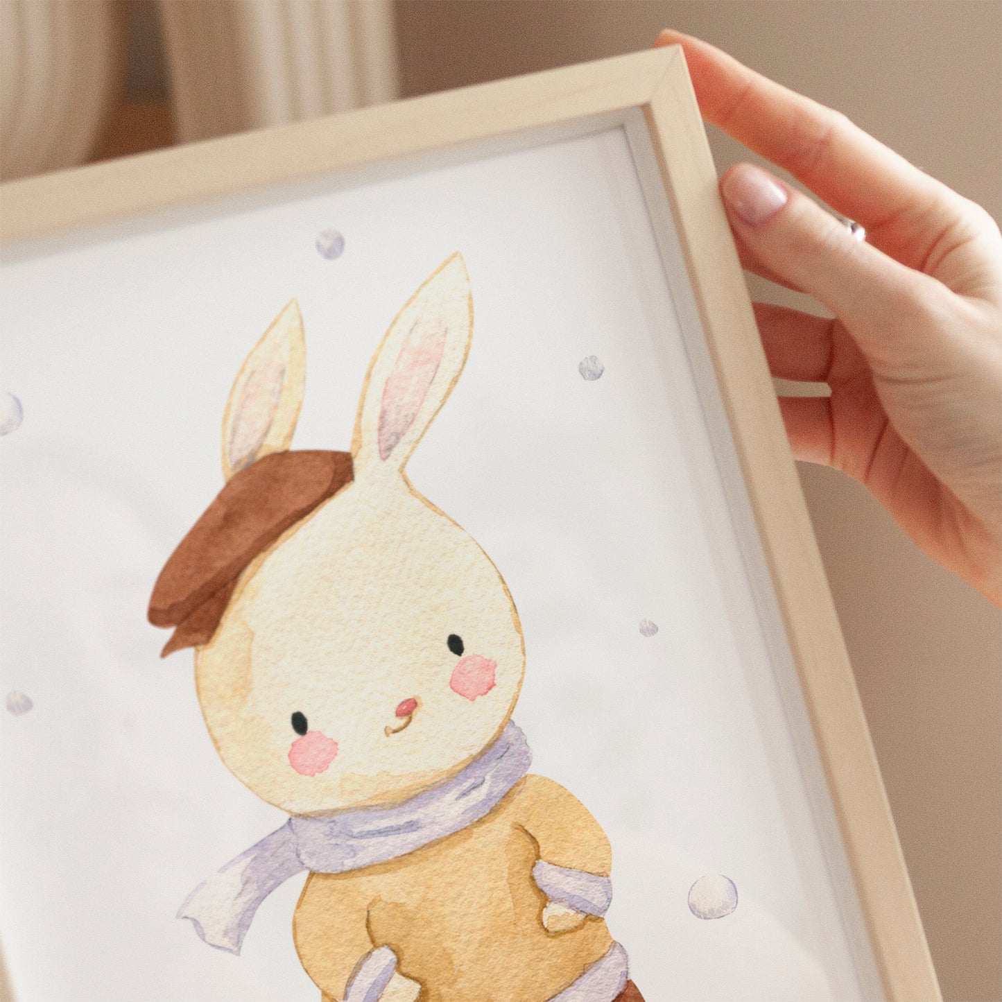Weihnachtsposter Hase mit Hut A3, A4 & A5