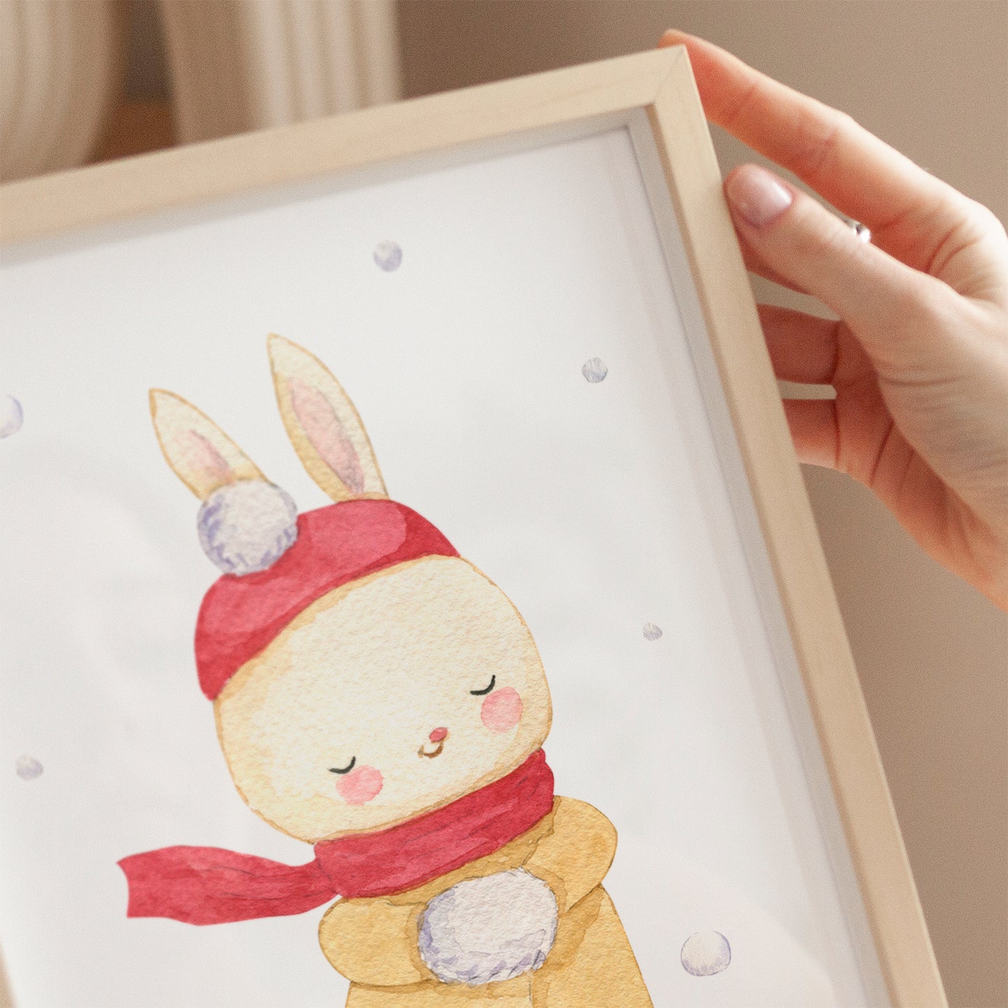 Weihnachtsposter Hase mit Mütze A3, A4 & A5