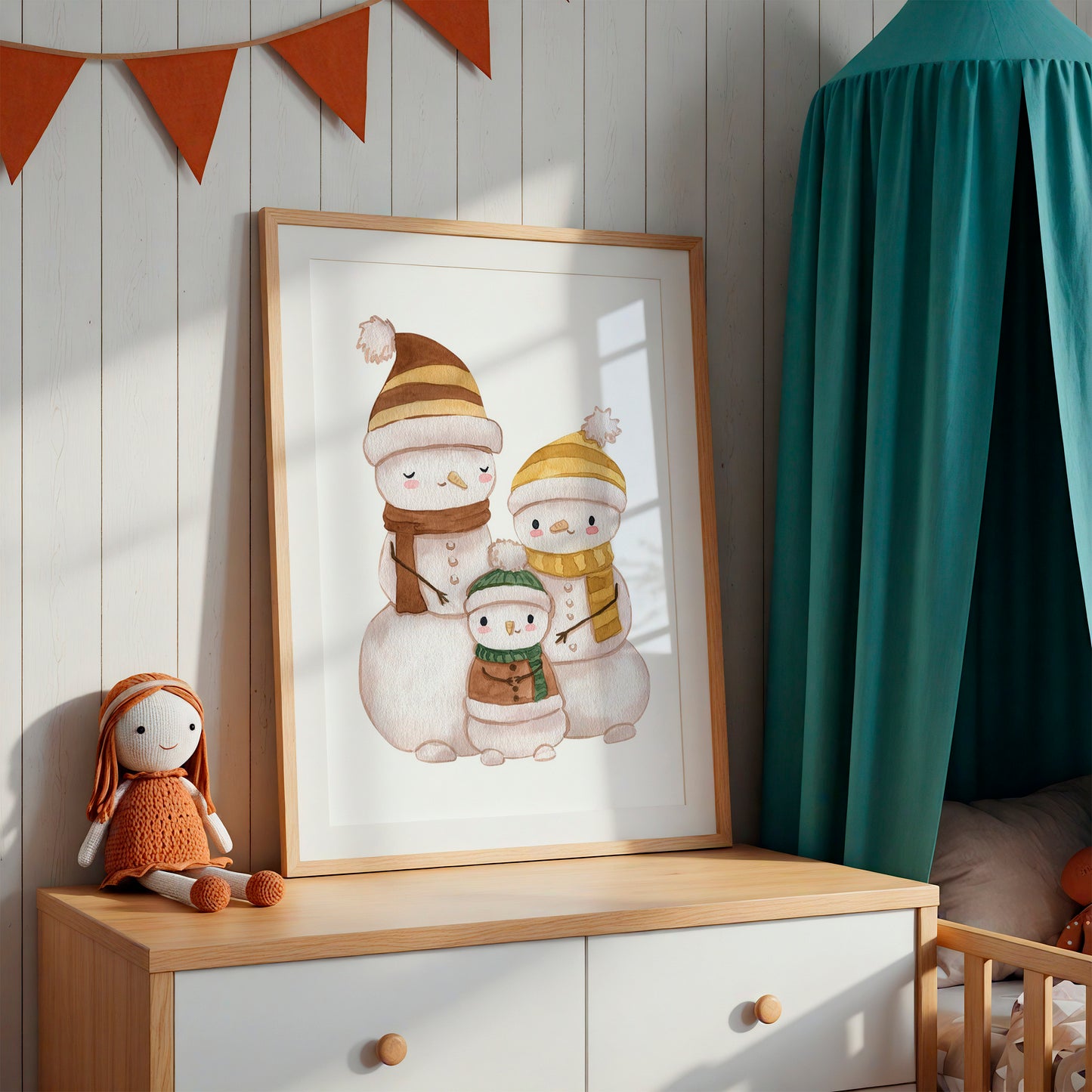 Weihnachtsposter Familie Schneemann A3, A4 & A5