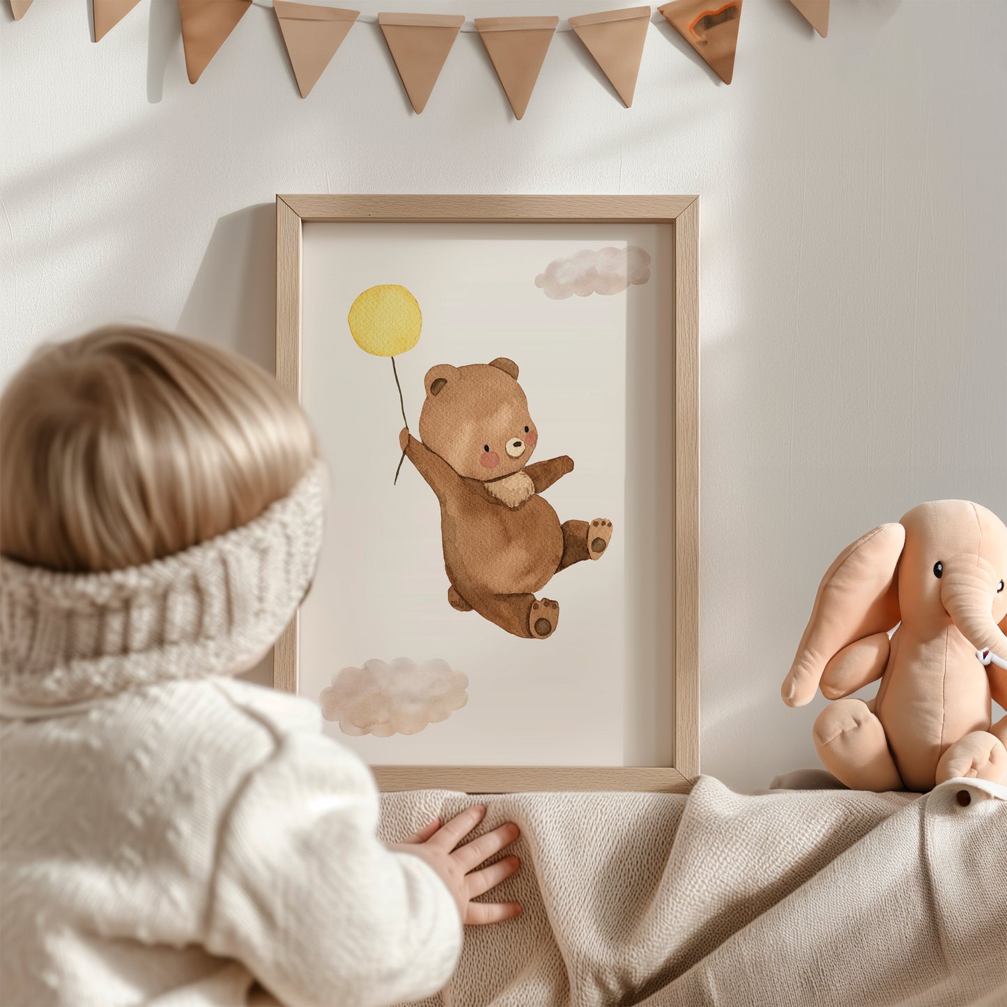 Poster Bär mit Ballon A4 & A3