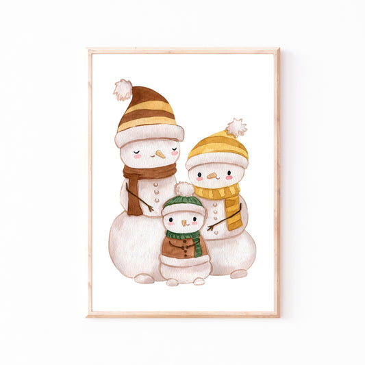 Weihnachtsposter Familie Schneemann A3, A4 & A5