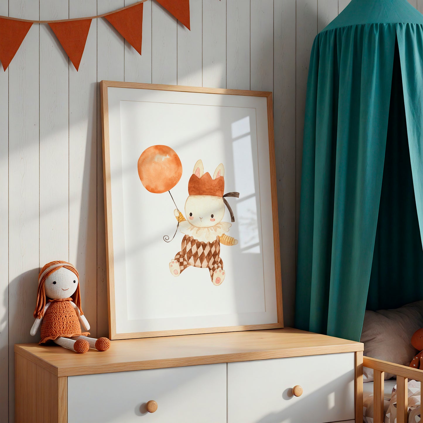 Poster Hase mit Ballon A4 & A3