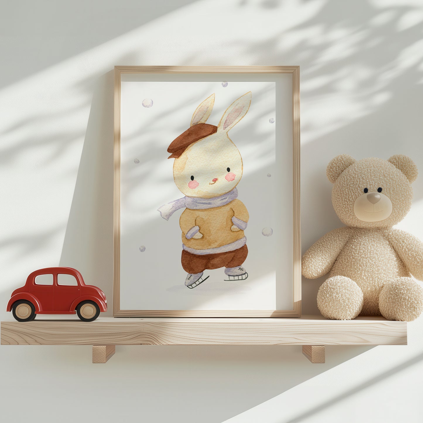 Weihnachtsposter Hase mit Hut A3, A4 & A5