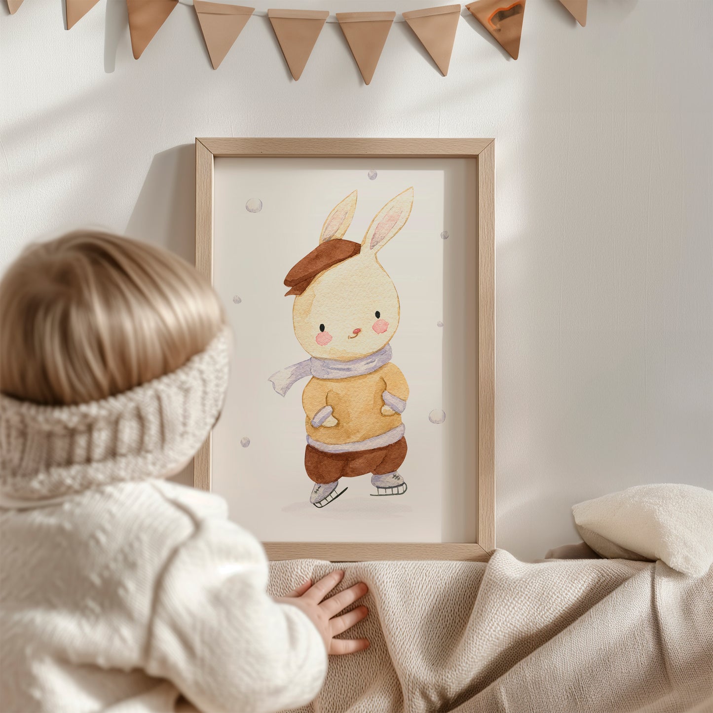 Weihnachtsposter Hase mit Hut A3, A4 & A5