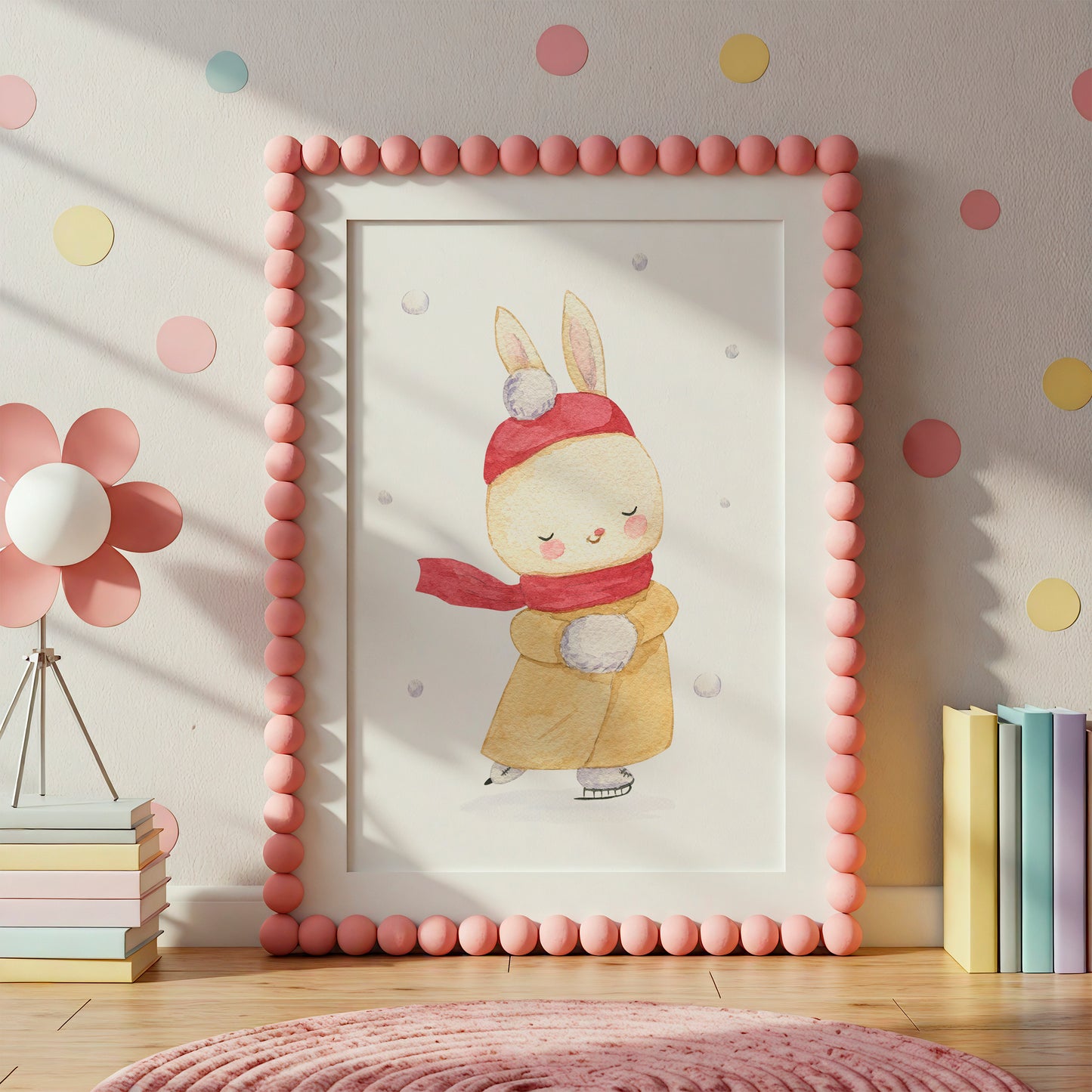 Weihnachtsposter Hase mit Mütze A3, A4 & A5