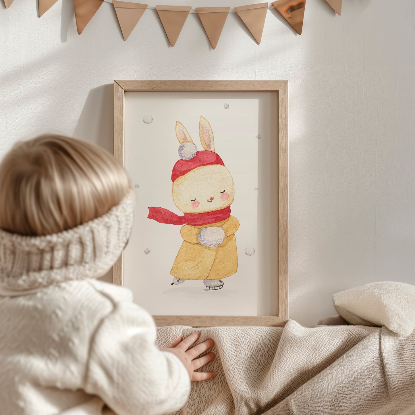 Weihnachtsposter Hase mit Mütze A3, A4 & A5
