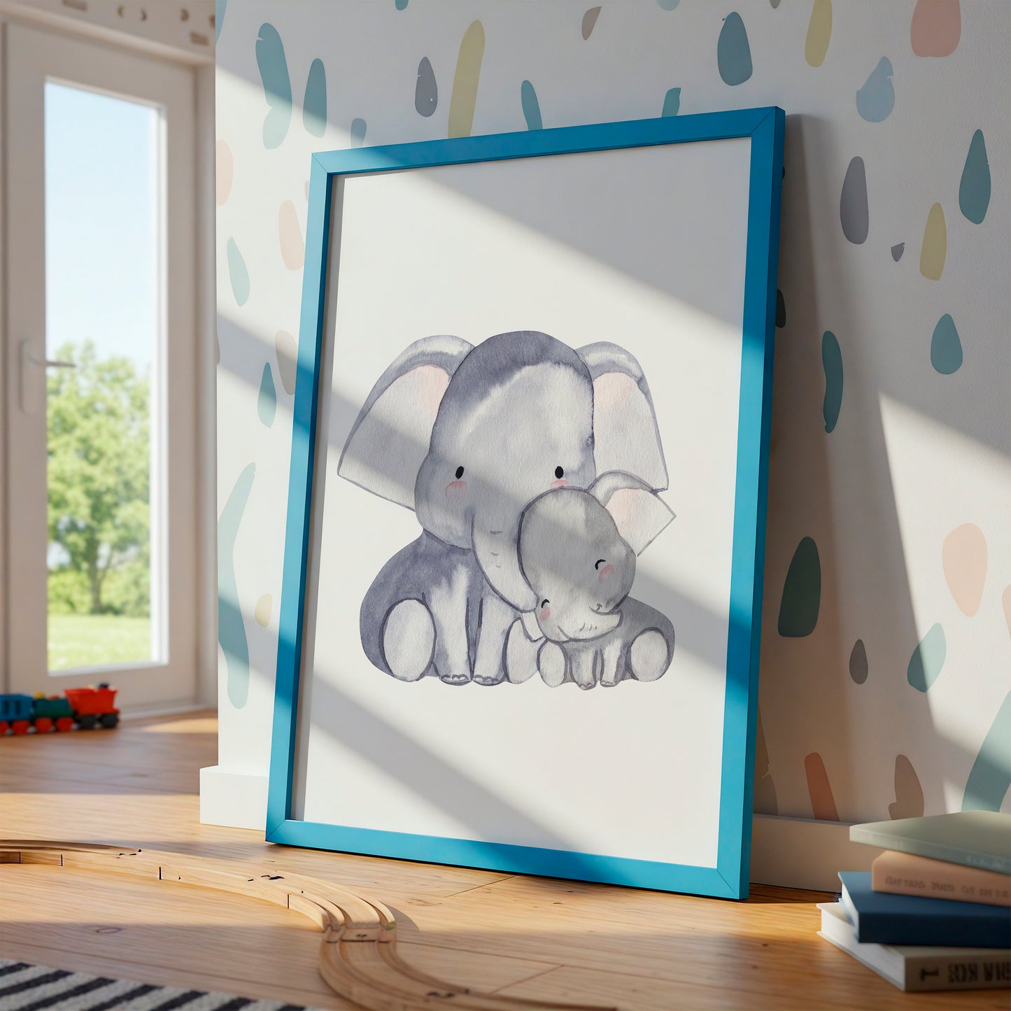 Poster Mama Elefant und Baby A4 & A3