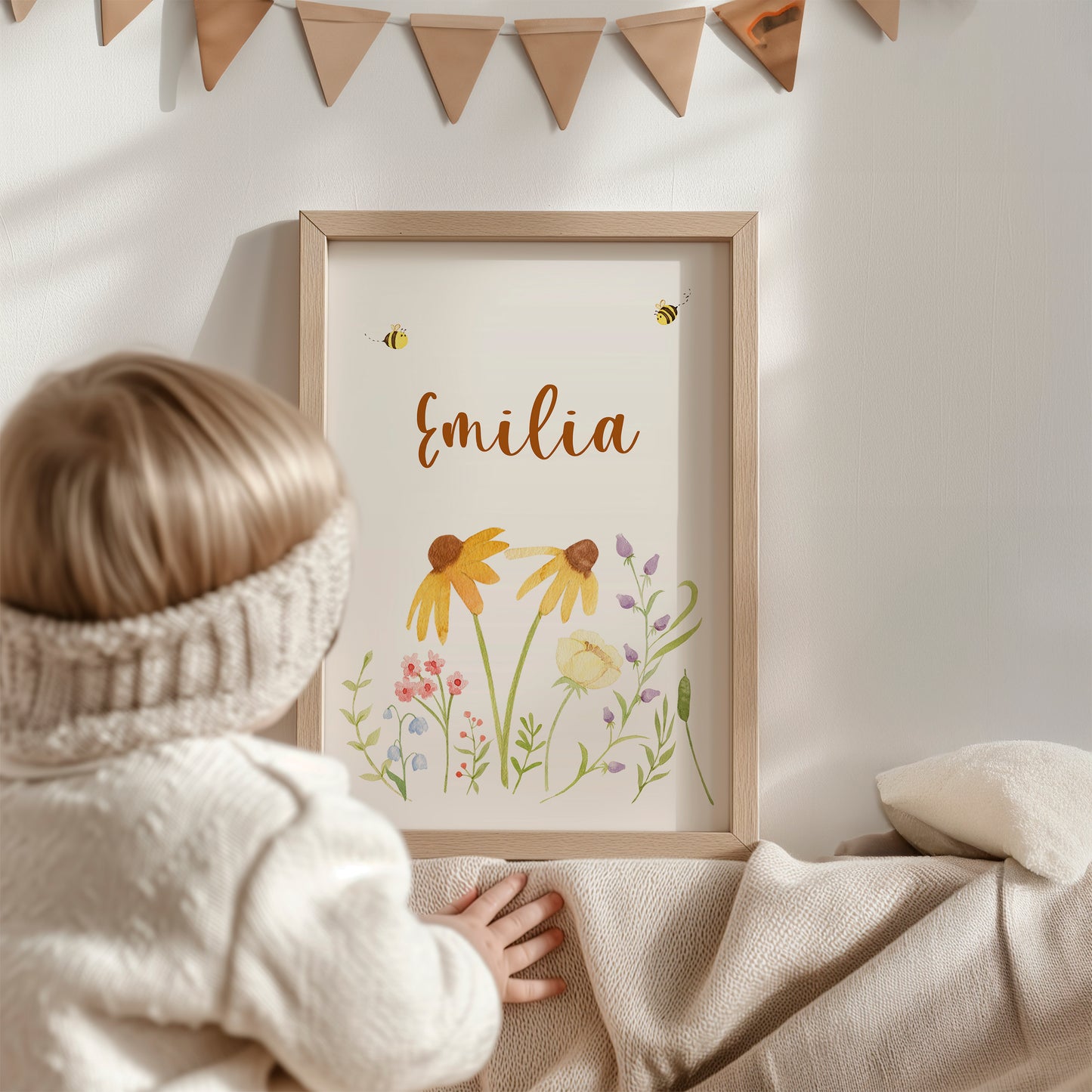 Namensposter personalisiert im 3er Set: Bären und Bienen A3 & A4
