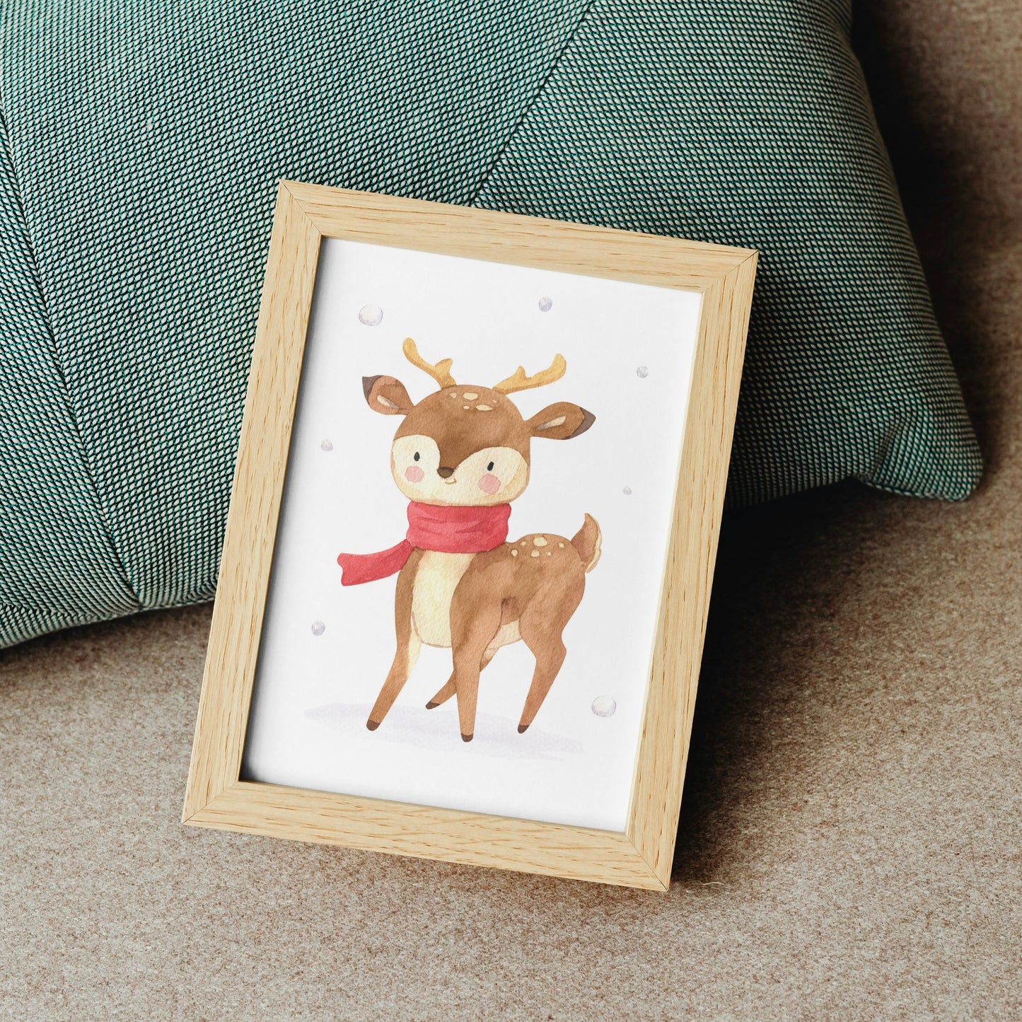 Weihnachtsposter Reh mit Schal A3, A4 & A5