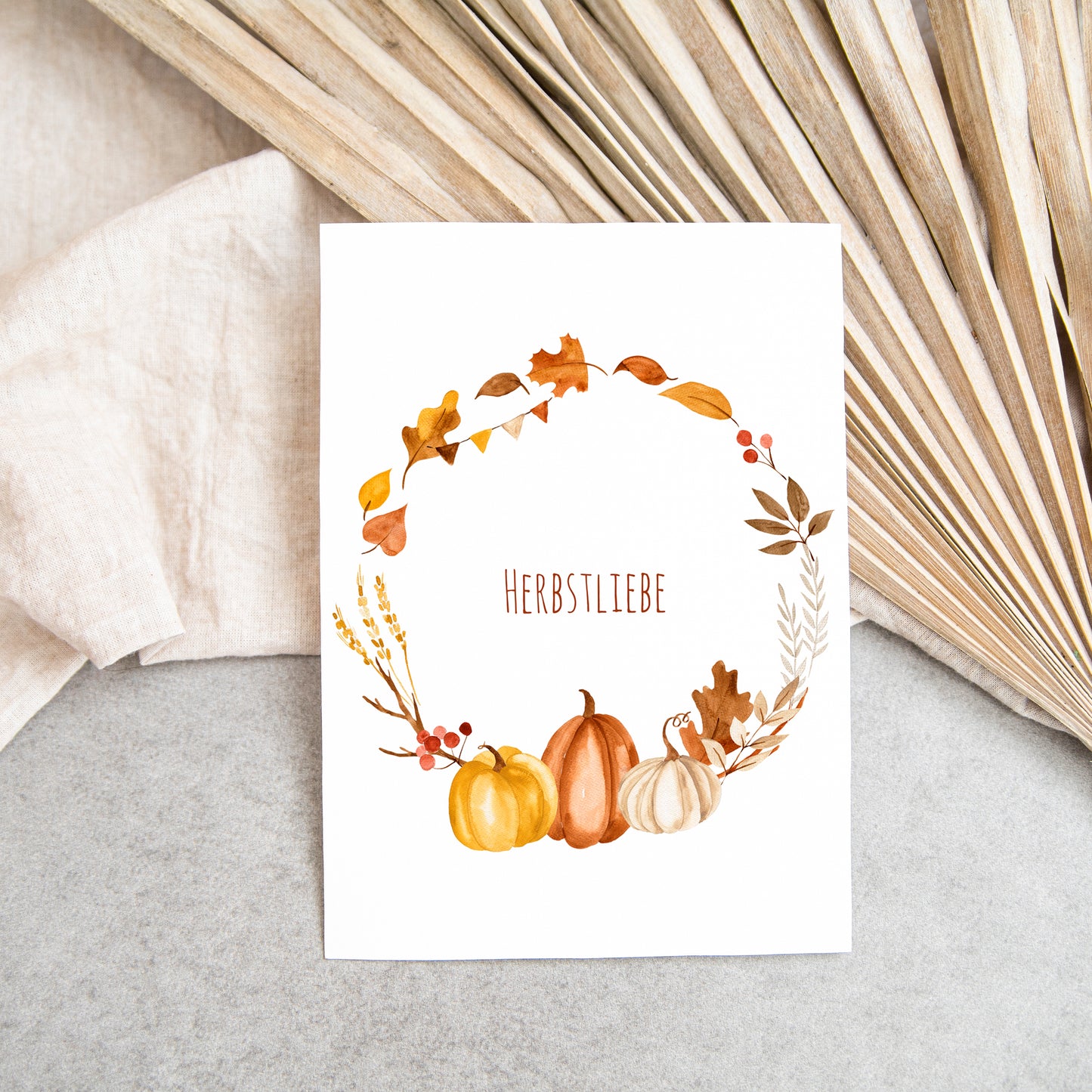 Karte Herbstliebe Herbstkranz & Kürbis A6