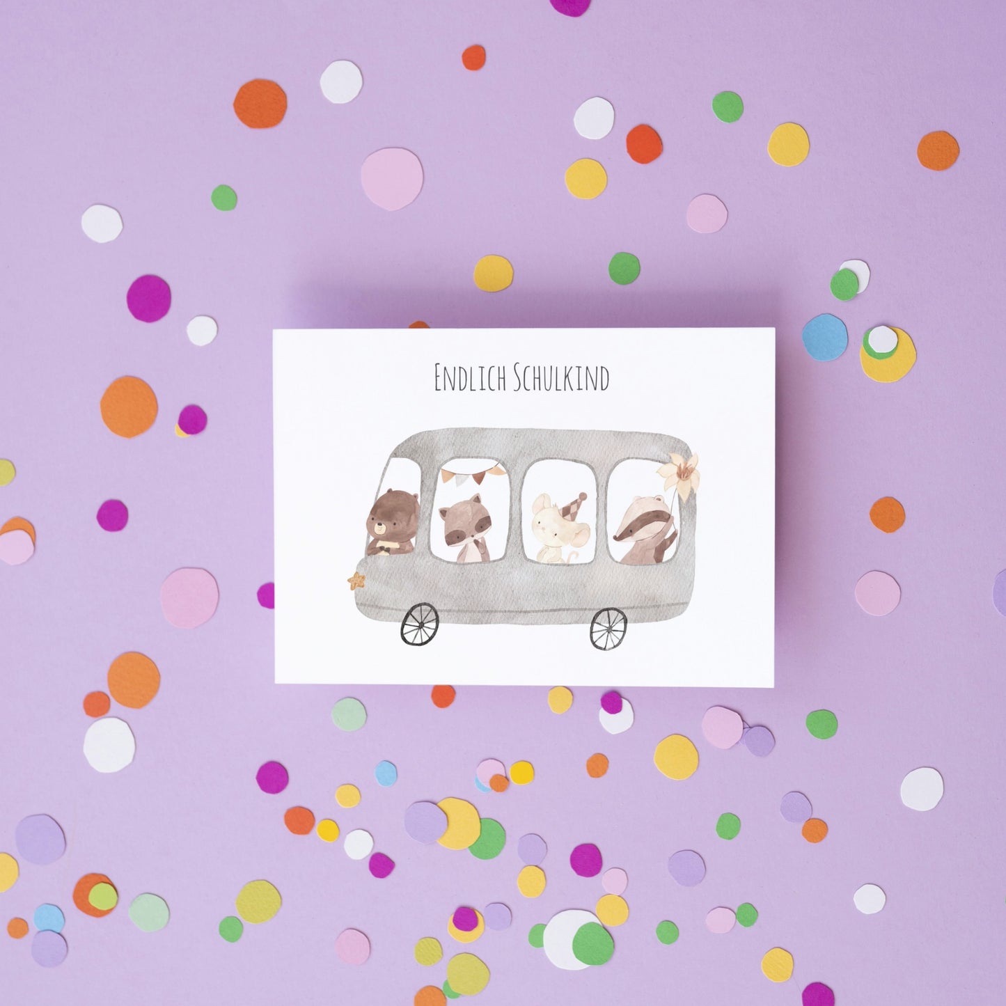 Karte Tierbus Endlich Schulkind A6