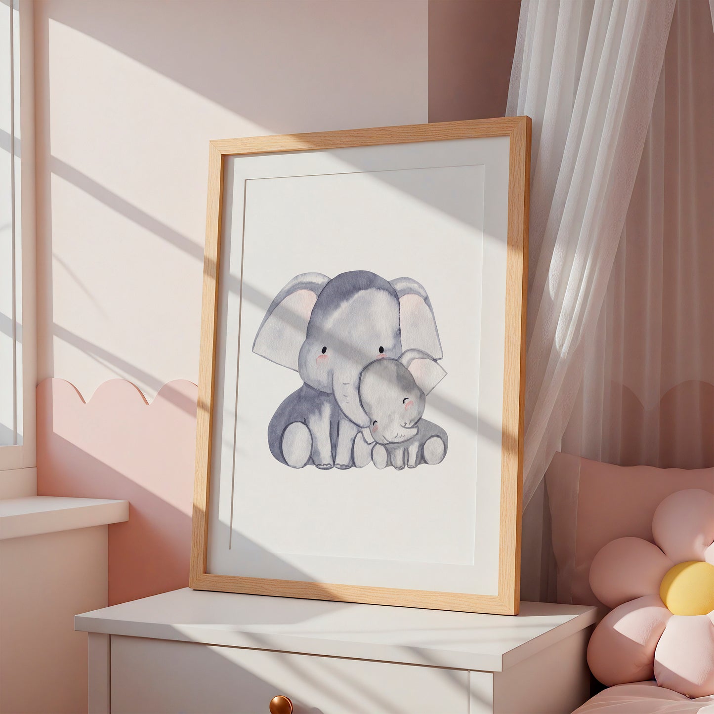Poster Mama Elefant und Baby A4 & A3