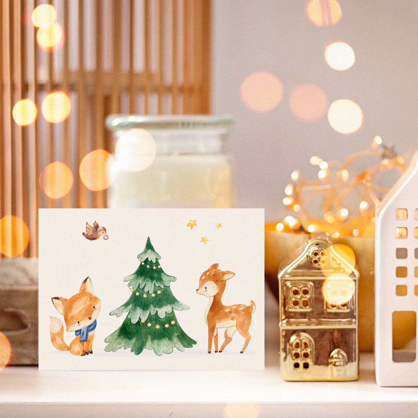 Weihnachtskarte Waldtiere A6